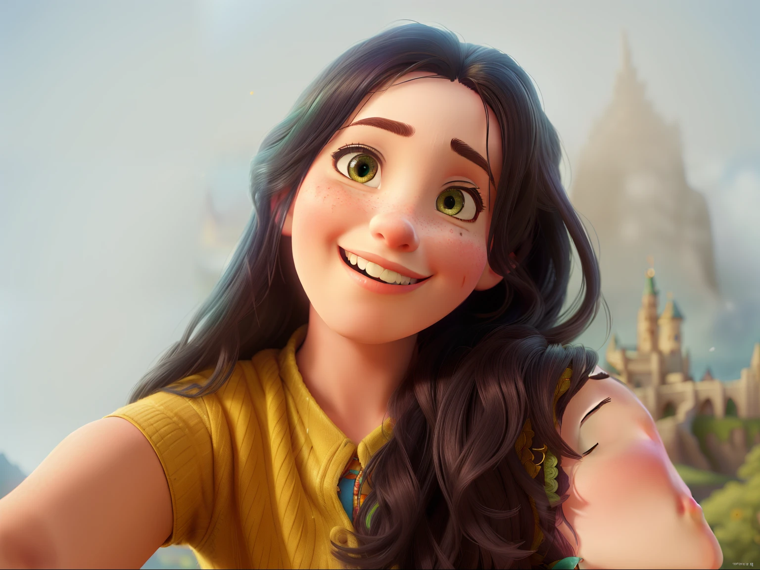 (high quality, best quality, Disney Pixar style), (best quality, 4k, 8k, highres, masterpiece:1.2), ultra-detailed, (realistic, photorealistic, photo-realistic:1.37), vibrant colors, vibrant lighting, enchanting details, magical atmosphere, lively expressions, artistic backgrounds, intricate patterns, charming story, whimsical characters, captivating poses, intricate costumes, depth and dimension, lively emotions, intricate textures, joyful atmosphere, captivating composition, dreamlike setting, breathtaking scenery, dynamic movement, magical moments, vivid storytelling, vibrant hues, fantastical elements, captivating narrative, stunning visual effects, fascinating details, delightful whimsy