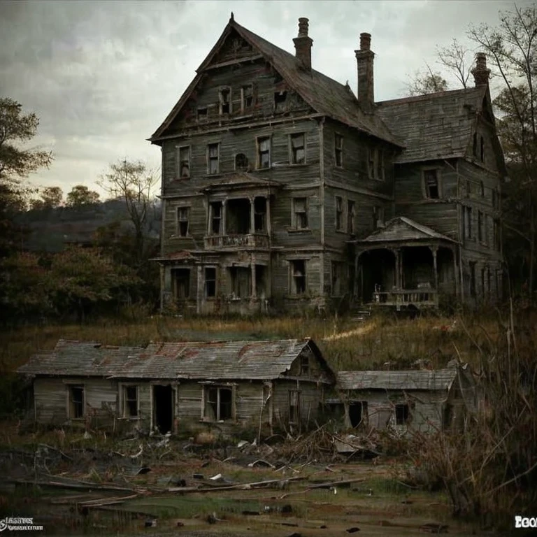 Dark house with walls made of dead bodies