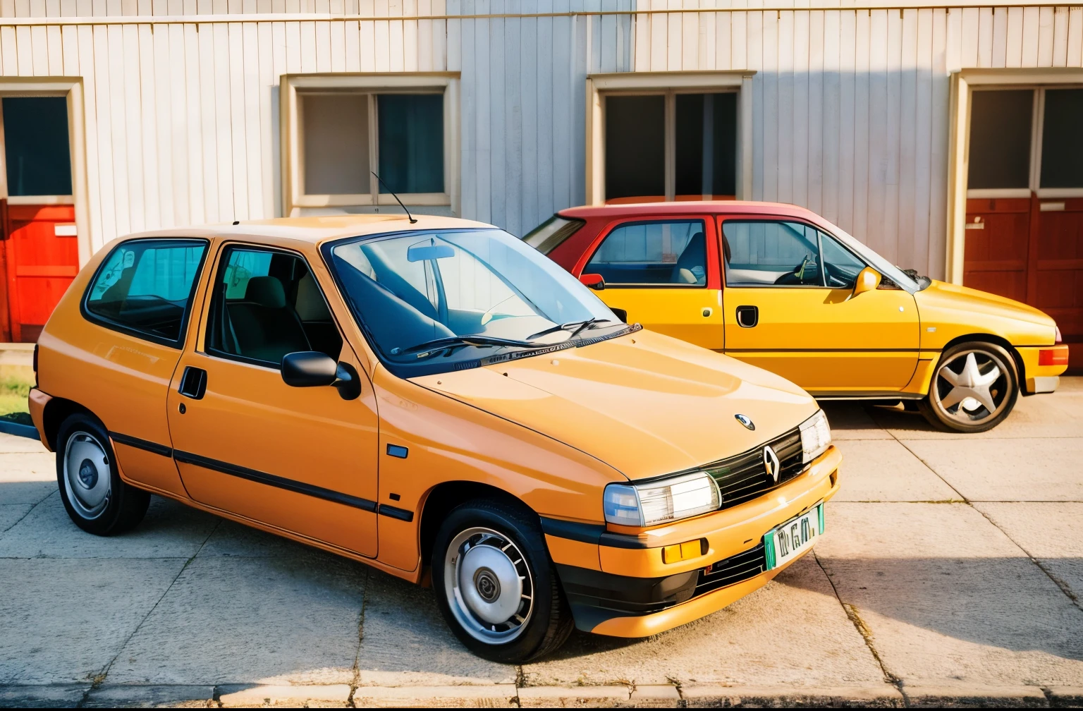 il ya deux voitures garées l&#39;join the coté de l&#39;autre dans la rue, Renault dernier, 1 9 9 4, renault, 1994, 1992, 1 9 9 2, 1996, 1 9 9 6, 1 9 9 0, 1990, 1993, 1 9 9 3, 1997