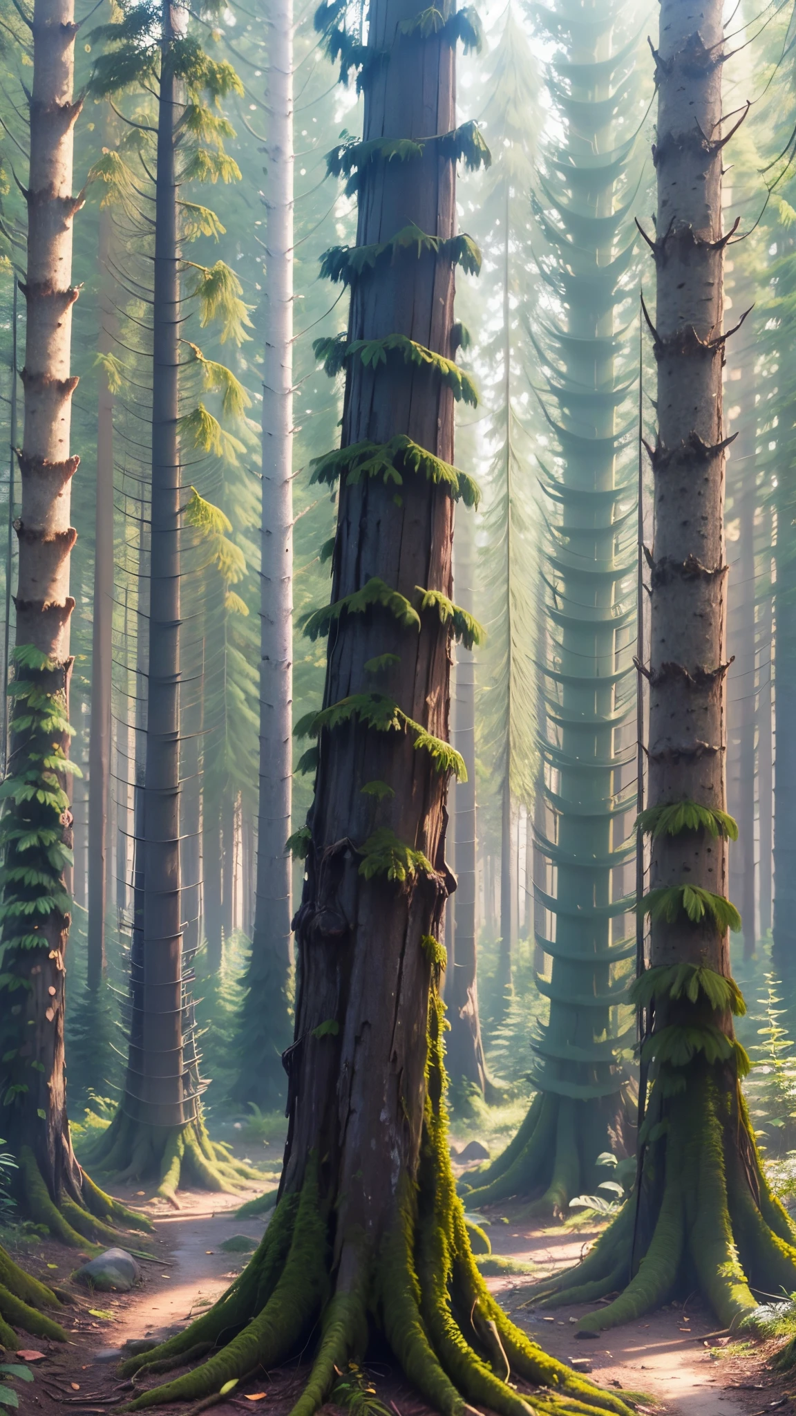 Naked girl walking through a dark dark forest, pale skin, big breasts, hairless body,  ultra detailed perfect beautiful face, smiling at camera,  8k, Masterpiece, ultra details, Perfect face.