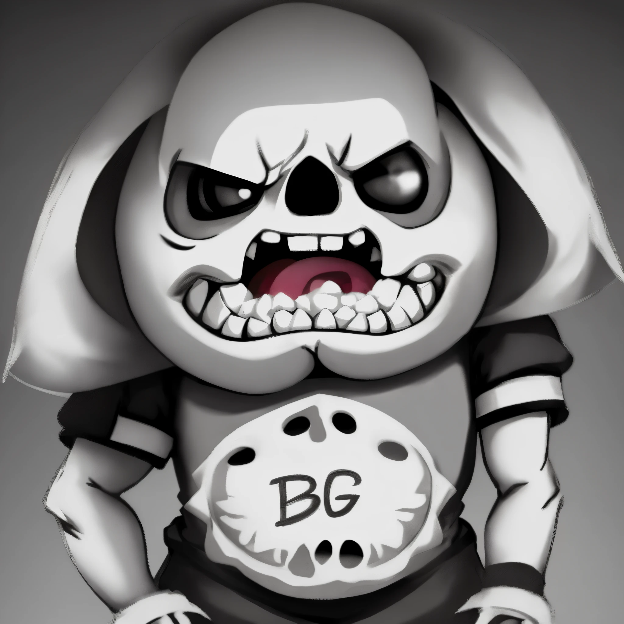 Sans from undertail saying the word "BBG"