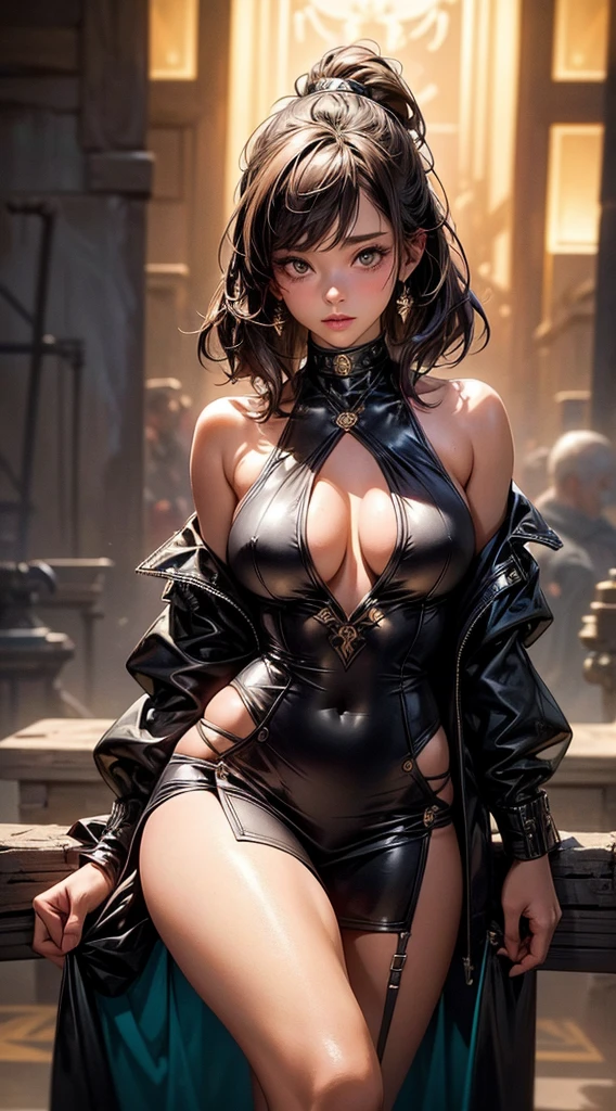A girl in a tight wet dress, with a youthful appearance of approximately 20 years old, showcases her stunning figure. Her dress highlights her ample bosom and accentuates her curves. The dress is slightly wet, clinging to her body, enhancing her allure. The wet shirt adds an element of sensuality and highlights her tantalizing features. Her hip shorts are trendy and reveal her well-toned legs. The girl exudes confidence, making for a captivating sight.
In terms of material, the artwork is a highly detailed and realistic portrayal, capturing every intricate aspect of the girl's appearance. The imagery is of the best quality, with a resolution of 4k or 8k, ensuring a masterpiece that impresses the viewer. The overall aesthetic is achieved through the use of vivid colors, allowing the image to come to life.
The lighting in the scene is carefully crafted, emphasizing the girl's silhouette and adding depth to the composition. With studio lighting techniques, the image presents a perfect balance of light and shadow, enhancing the overall artistic impact.
In terms of style, the artwork embodies the genre of portraiture, with a focus on showcasing the girl's captivating beauty. The color palette chosen for the artwork sets a seductive and alluring tone, further enhancing the visual appeal.
Please note that while the prompt includes sensual elements, it is important to maintain a tasteful and artistic approach.