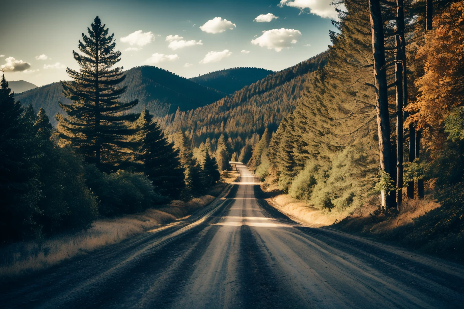 A landscape of dirt roads winding through tree-lined forests, Detailed scenery —width 672, beautiful forest scenery, very beautiful scenery, forest scenery, beautiful forests and trees, wide angle photo, very very beautiful scenery, Majestic nature, beautiful pine tree landscape, Beautiful environment, very very very beautiful scenery, 5 0 0 px