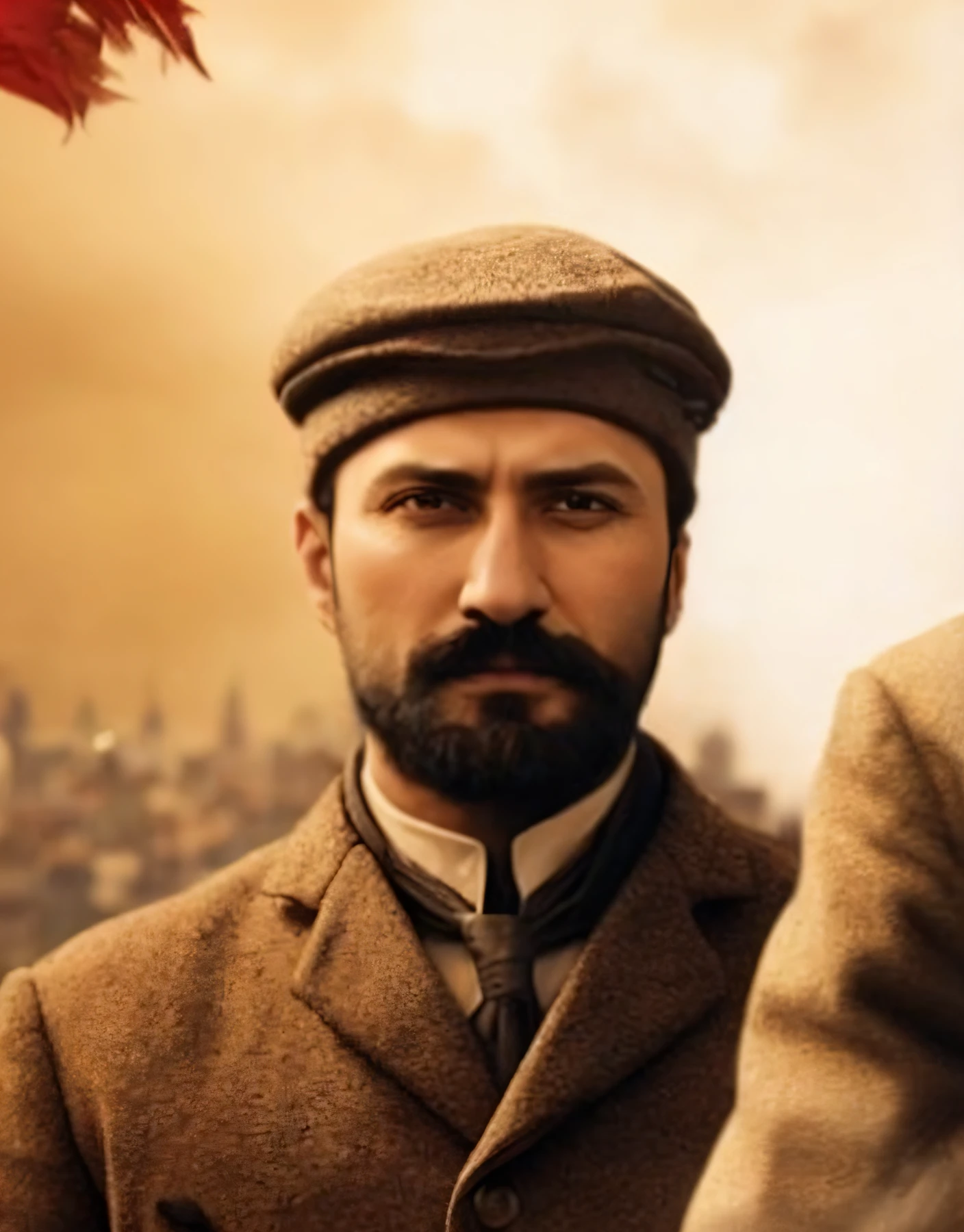 arafed man with a beard and a hat standing next to another man, inspired by László Eloquent, adar darnov, inspired by Mstislav Dobuzhinsky, inspired by Wladyslaw Strzeminski, maxim shirkov, raden saleh, genndy tartakovski