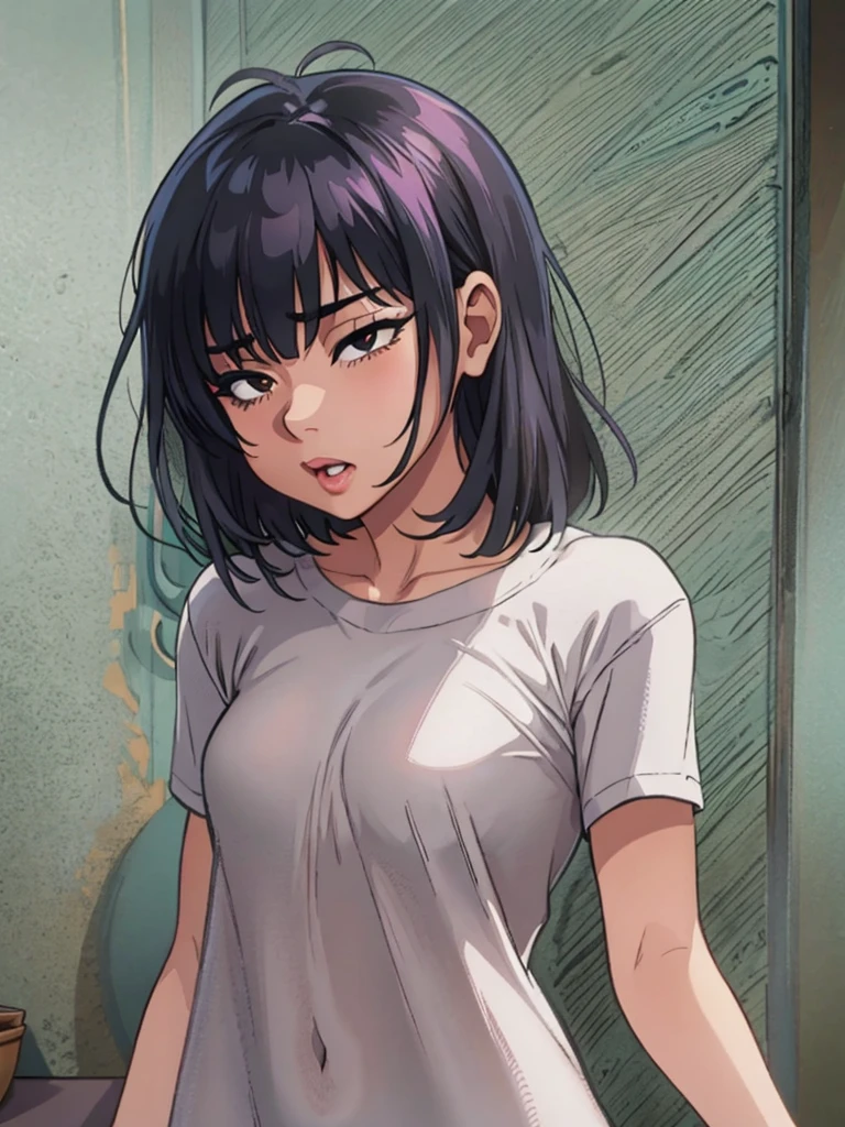 (best quality, masterpiece, illustration:1.1), [[[1girl]]],  asian teenage girl, flatchest, (((narrow monolid asian eyes))), (((very narrow eyes!!))), black eyes, short black hair, wispy bangs, [[[black micro bikini]]], beautiful, highly detailed, 4k, perfect body, perfect proportions, rich quality, hd, ultrahd, perfect hands, perfect generated hands, [[[thin]]], (((thin!))), full body