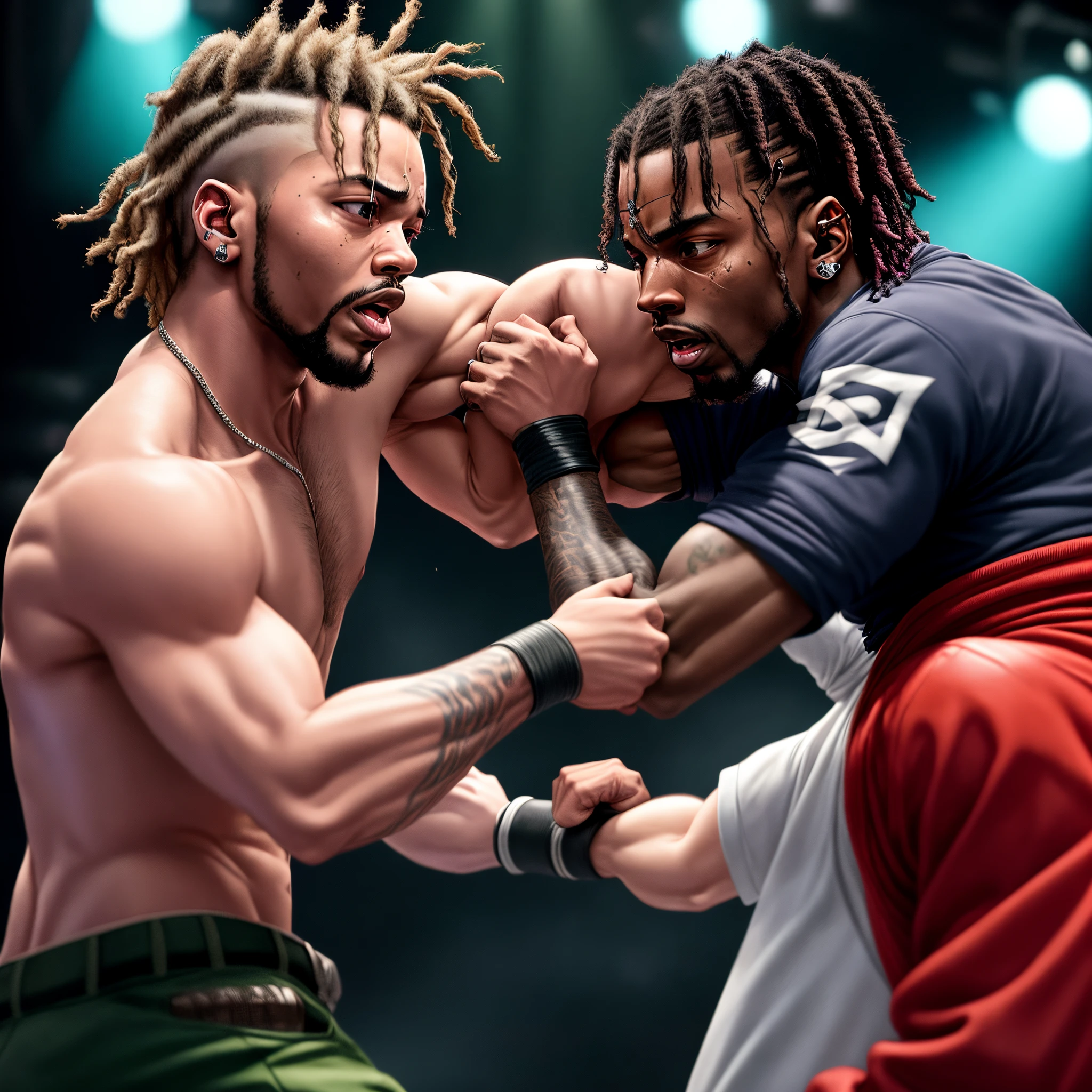 Kendrick Lamar fighting against Travis Scott