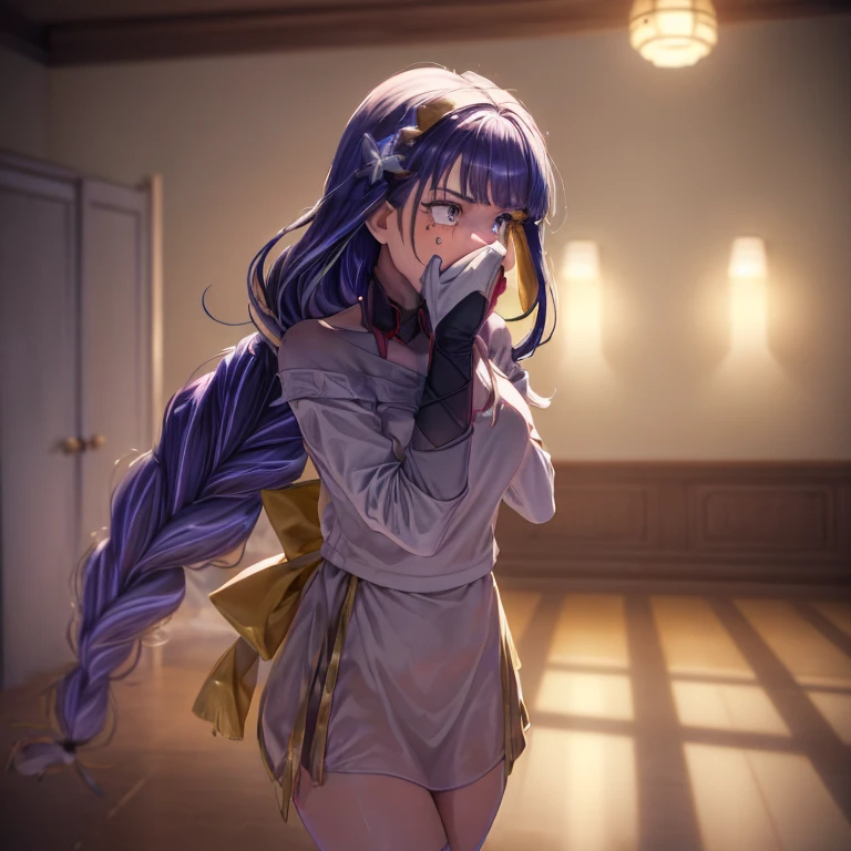 ((velocity)),((yellow smoke gas in entire place))e, covering nose using bare hands,Yellow smoke in entire room, girl fainted,Attacked by farts,velocity, covering nose,full of yellow smoke lingering,(Yellow smoke is rising),i'i'i'i'i'i'Being in a dark warehouse)),((One Woman)),((A woman smells a fart and gets scared)),(masterpiece:1.2、top-quality)、(the Extremely Detailed CG Unity 8K Wallpapers、ultra-detailliert、Best Shadows)、(细致背景)、(The best lighting、extremely delicate and beautiful)、depth of field、独奏、upward looking gaze、closed her eyes,(((syncope))),((shed tears)),((((Girl is surprised when she smells the bad smell of farts)))),((((please cover your face with your bare hands。'There'no smell)))