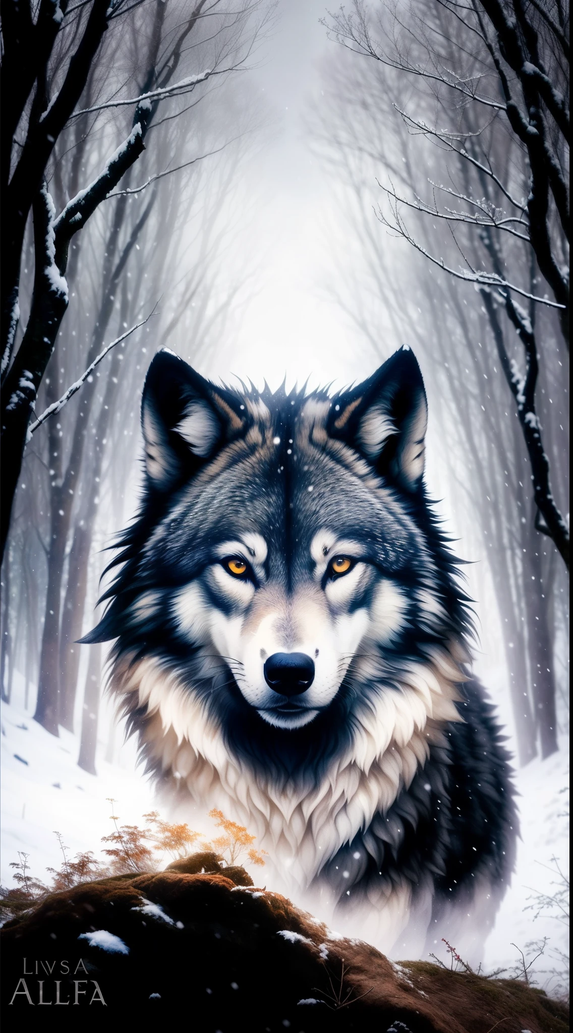 pintura de um lobo na floresta com fundo nevado, lobo, grande lobo, retrato do lobo, Ele tem olhos de lobo amarelos, alpha wolf head, foto de lobo, retrato do lobo da fantasia, lobo cinzento escuro, lobo peludo, Retrato de um lobo, lone wolf, wolf head, Meio Lobo, dire wolf, Grim - Lobo, Lobo Negro, lobo branco, lobo