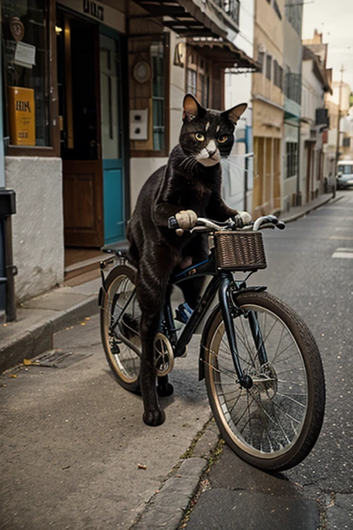 a cat on a bike