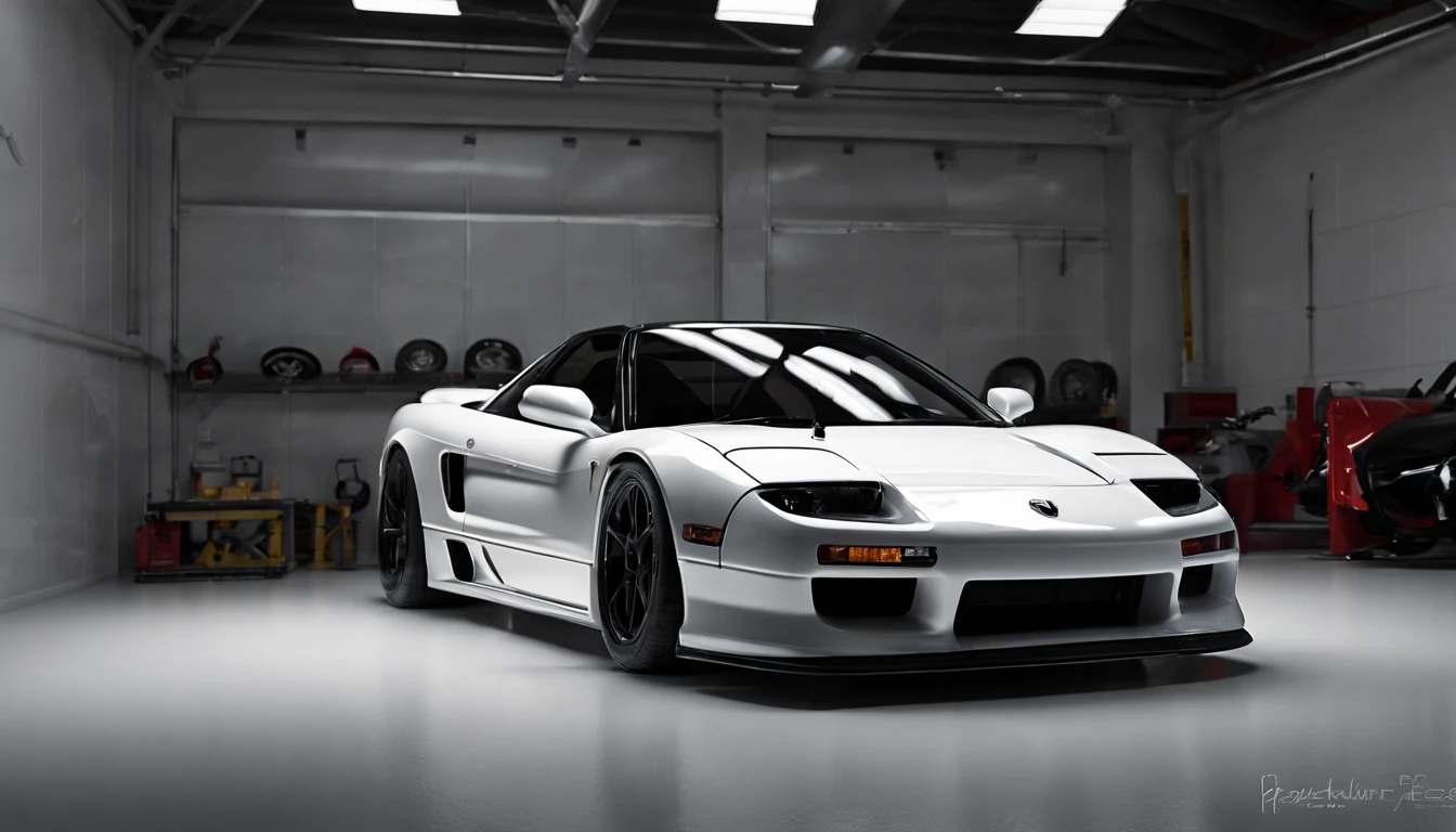 Visualize an exceptional scene featuring a highly modified 1992 Acura NSX parked in a softly lit, minimalist garage crafted from white marble. Dive into extreme micro-details to showcase the intricacies of the modified NSX, sleek lines, and overall design within this pristine and minimalist setting, creating a visually stunning image rendered with Octane Render.

Highlight the micro-details of the modified 1992 Acura NSX against the backdrop of the white marble garage. Focus on the customized elements, such as body enhancements, spoilers, rims, and any unique features that contribute to the NSX's individuality. Zoom in on the fine details of the paint job, reflections, and the pristine surfaces of the marble surroundings.

Emphasize the soft lighting to enhance the micro-details, using carefully placed light sources to cast gentle shadows that add depth and dimension to the modified NSX. Utilize Octane Render to create an image with realistic, soft lighting, capturing the interplay of light on the car's surfaces and the immaculate white marble.

Consider the minimalist nature of the garage, focusing on the clean lines, lack of clutter, and the overall simplicity of the environment. Use extreme attention to detail to showcase the nuances of the white marble, creating a backdrop that complements and elevates the visual impact of the modified NSX.

Imagine the modified 1992 Acura NSX parked in a visually appealing pose within this minimalist, marble-clad garage, showcasing its modifications and unique features. Craft an image that not only captures the micro-details of the car but also conveys the essence of automotive customization within a sophisticated and minimalist setting.

This detailed prompt aims to inspire the creation of a highly detailed and macro-focused image featuring a modified 1992 Acura NSX parked in a softly lit, minimalist garage made of white marble, with intricate details, realistic lighting, and an overall visually stunning composition rendered w