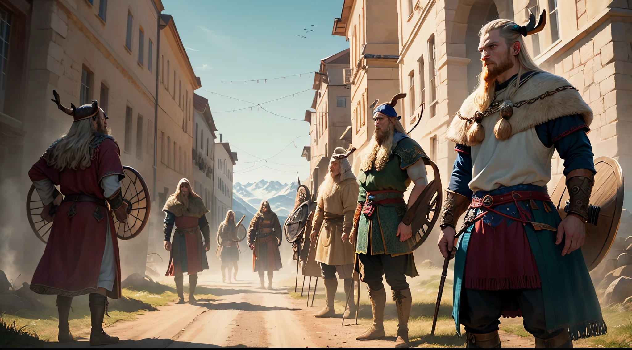 100 Vikings standing