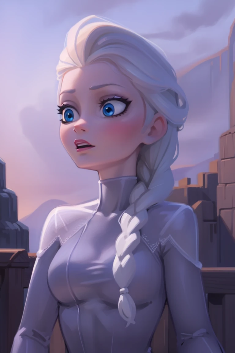 Elsa of arendelle wearing Spidergwen costume, Spidergwen costume, blue icey costume, braid