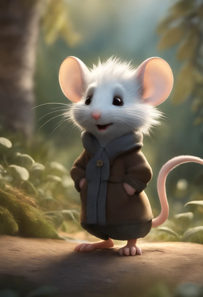 Small mouse,adolable,Shaggy,comic strip,White hair。Mole。