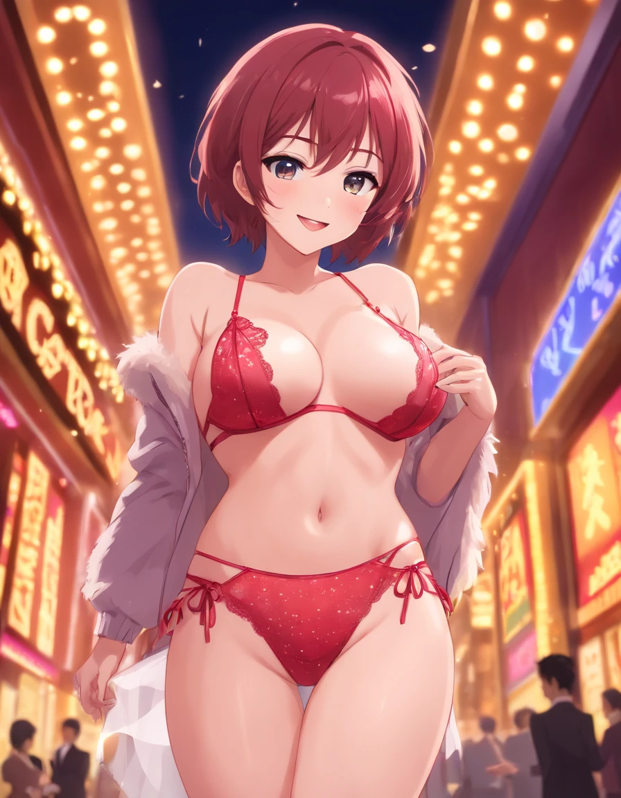 (((nfsw)))masutepiece, Best Quality, ultra-detailliert, 32K,4K,Real Beauty、Asian Women, inely detailed beautiful eyes, shorth hair, ((Open bust))((Glamour body)), (((Huge breasts))),(((Nipples are clearly visible))) {{{{Vulgarity}}}}(((Random color SPLASH luxury sexy lingerie)))(((m leg)))(((open sexy panties)))、(((vagina visible through panties))){{{female ejaculation}}}{{{vagina in vibrator}}}Seductive smile, In-depth background, Background with: (Luxury cabaret club:1.3)