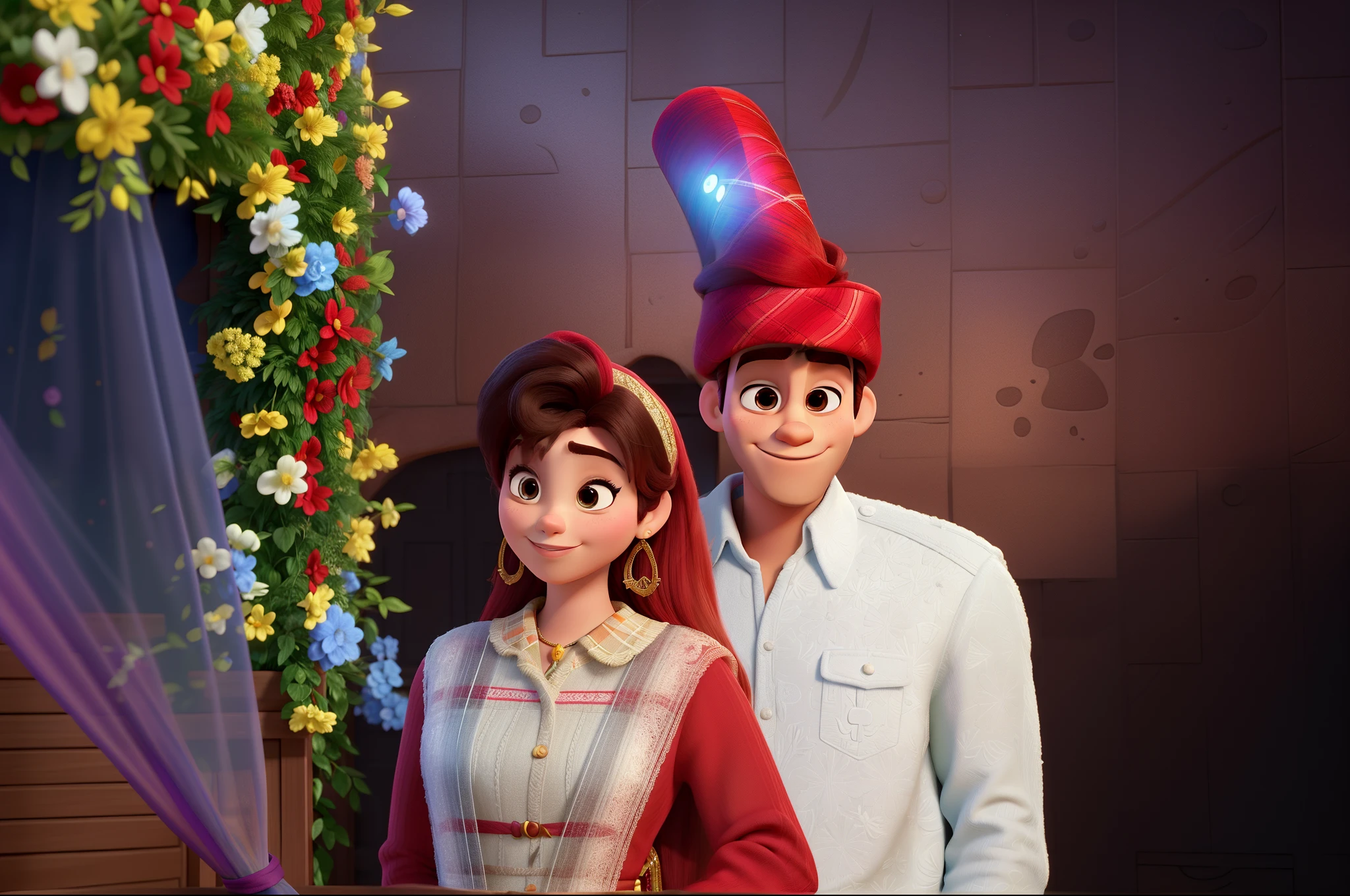 casal homem e mulher no estilo Disney Pixar, alta qualidade, melhor qualidade