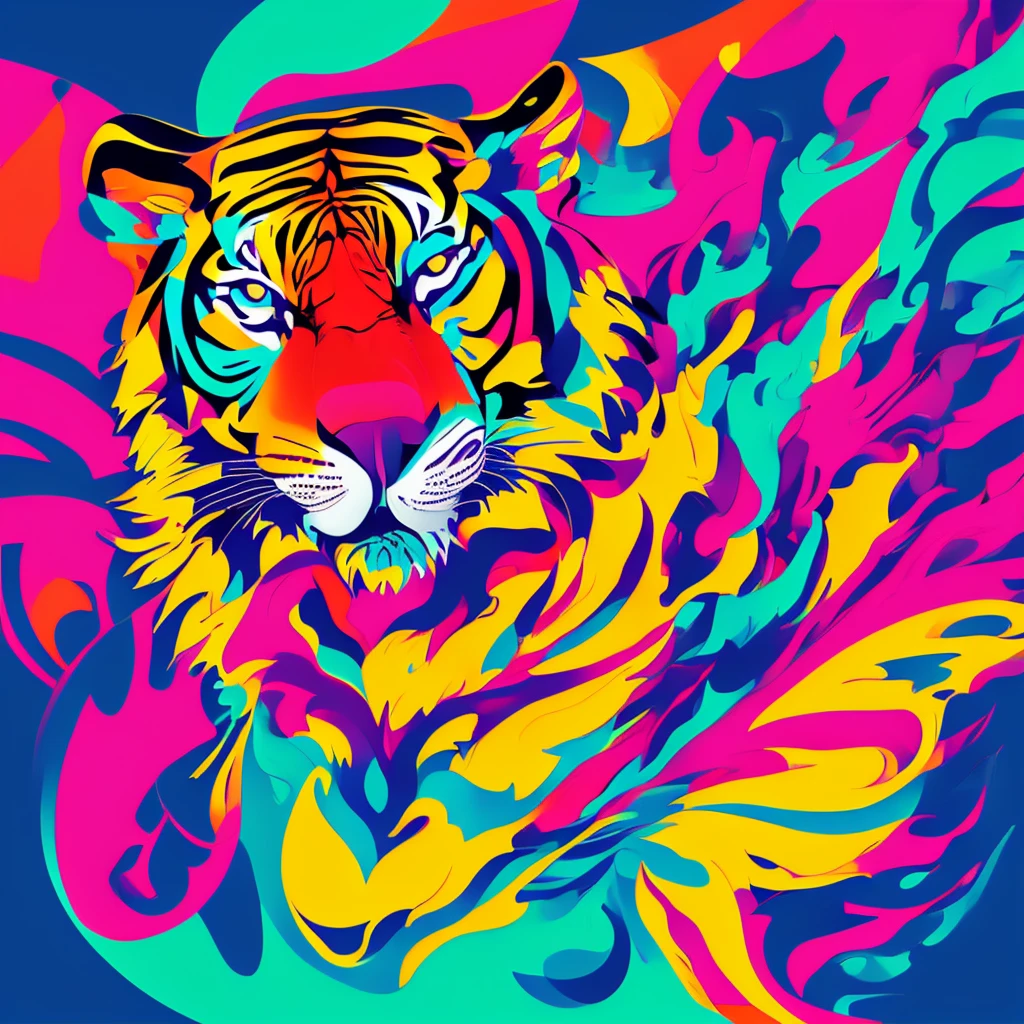 ::style vetor, logotipo vetorizado de um tigre, logo em (((formato arredondado))), vivid colors, contornos e fundos brancos, chamas em volta do logo  ::n_style fundo da imagem, deformations in the logo, cartoon, anime