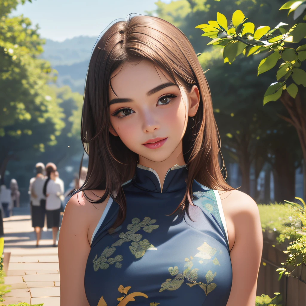 (Extremely detailed 8k wallpaper:2), (photo:2), (23 years old soigne Beautiful girl:2), (gives a lecture to friends:2), detailed (Face and eyes), (hyper realistic:1), (highly detailed:1), (epic realistic:1), rim light, (maximum details:1), cozy, (fullbody:1.3), (looking at viewer:2.0), (Woman's Attractive Qualities:2), (Attractive Woman:2), (Attractive:2), Smile, Intelligence, Empathy, Gracefulness, Sense of Style, Fitness, Grooming, Optimism, (Sensitivity:2), Sincerity, Romantic Gestures, Playfulness, Fashion Sense, (Sensuality:2), Charm, Modesty, Thoughtfulness, (Femininity:1), Flirtatiousness, Warmth, (Physical attractiveness:2), A beautiful smile, A love of life, strength and power, vulnerability, curiosity, wonder, love, (nature background:2), kawaii, waifu, Beautiful breasts, (attractive body:2), (Beautiful body:2), Beautiful pose, attractive pose, (Beautiful legs:1.0), (Beautiful clothes:1), (classic clothes:2), (elegant clothes:2), (European clothes:2), detailed clothes, (skirt:1), (blouse:1), (provocative pose)