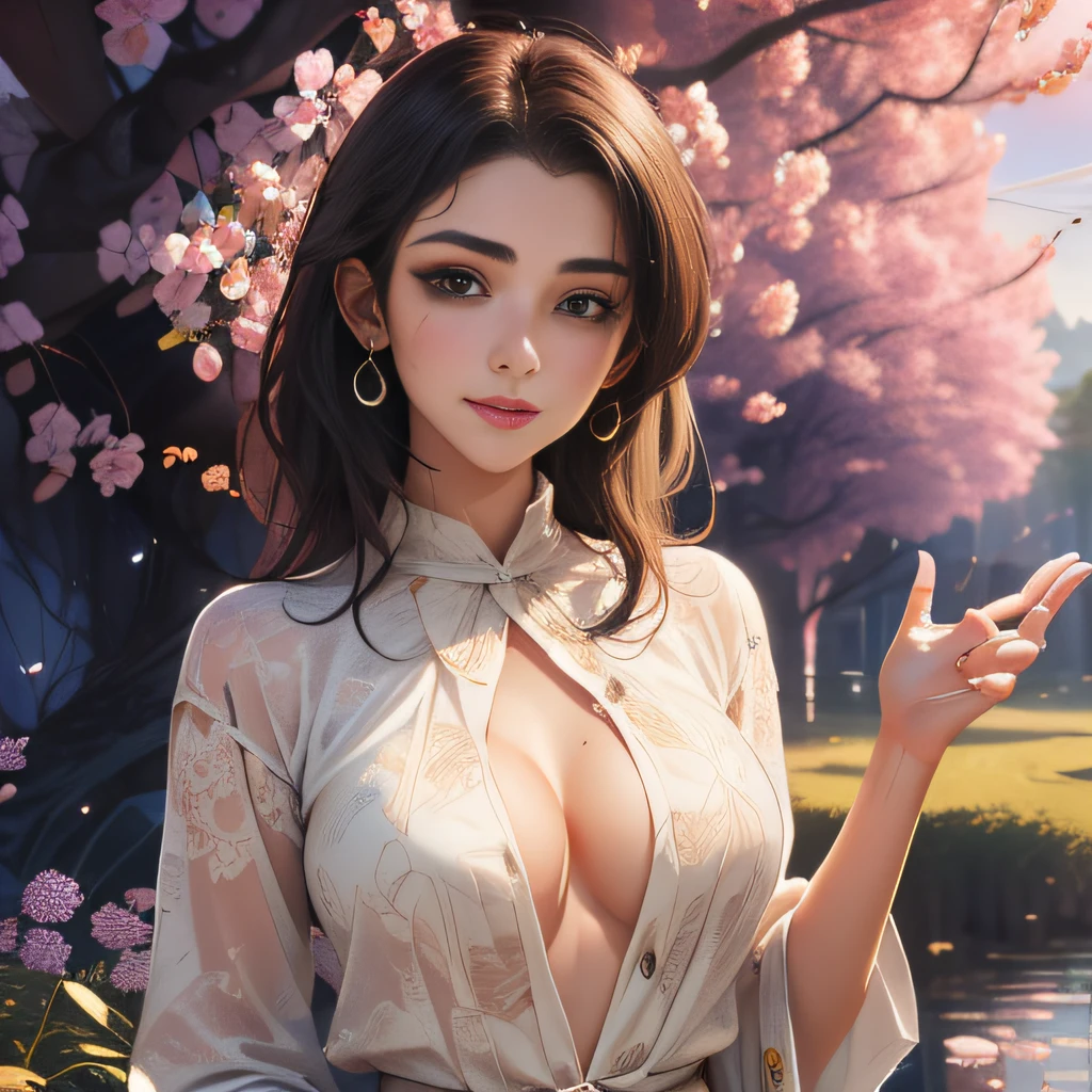 (Extremely detailed 8k wallpaper:2), (photo:2), (23 years old soigne Beautiful girl:2), (gives a lecture to friends:2), detailed (Face and eyes), (hyper realistic:1), (highly detailed:1), (epic realistic:1), rim light, (maximum details:1), cozy, (fullbody:1.3), (looking at viewer:2.0), (Woman's Attractive Qualities:2), (Attractive Woman:2), (Attractive:2), Smile, Intelligence, Empathy, Gracefulness, Sense of Style, Fitness, Grooming, Optimism, (Sensitivity:2), Sincerity, Romantic Gestures, Playfulness, Fashion Sense, (Sensuality:2), Charm, Modesty, Thoughtfulness, (Femininity:1), Flirtatiousness, Warmth, (Physical attractiveness:2), A beautiful smile, A love of life, strength and power, vulnerability, curiosity, wonder, love, (nature background:2), kawaii, waifu, Beautiful breasts, (attractive body:2), (Beautiful body:2), Beautiful pose, attractive pose, (Beautiful legs:1.0), (Beautiful clothes:1), (classic clothes:2), (elegant clothes:2), (European clothes:2), detailed clothes, (skirt:1), (blouse:1), (provocative pose)