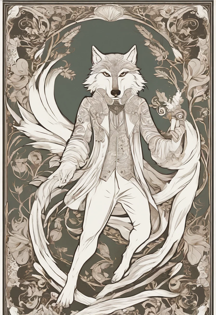 Man wearing a white wolf mask, holding a cigarette, smoke, side view sitting, one leg down