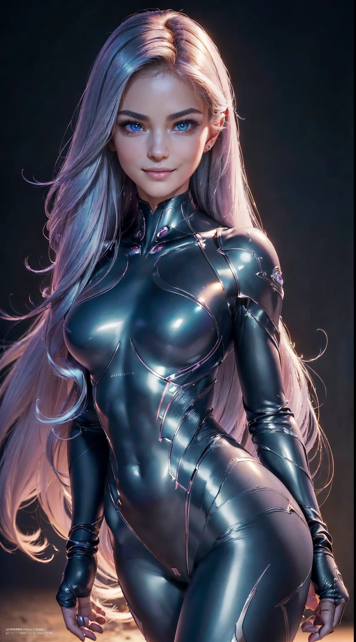 (((front view))), ((Masterpiece)), ((ultra high definition)), ((ultra high resolution)), ((full sharpness)), ((maximum quality)), ((Cinematic)), ((8k)), ((Samantha Eve Wilkins/Atom Eve)), ((completely identical to the cartoon)), ((Invincible Cartoon)), ((alone)), ((full body)), ((ultra detailed face)), ((ultra detailed eyes)), ((ultra realist eyes)), ((ultra detailed irises)), ((totally normal irises)), (((identical irises))), ((ultra delicate hands)), ((ultra detailed hands)), ((very small hands)), ((ultra detailed fingers)), ((natural lighting)), ((malicious smile)), ((smooth skin)), ((natural skin), ((totally ultra realistic)), ((repeat the same face)), ((always the same face)), ((repeat always the same face)), ((always the same body)), ((always the same proportions)), ((always the same clothes)), ((looking at the camera)), ((natural colors)), ((full emphasis on every detail such as hair color, attire, body proportions)), ((Atom Eve))