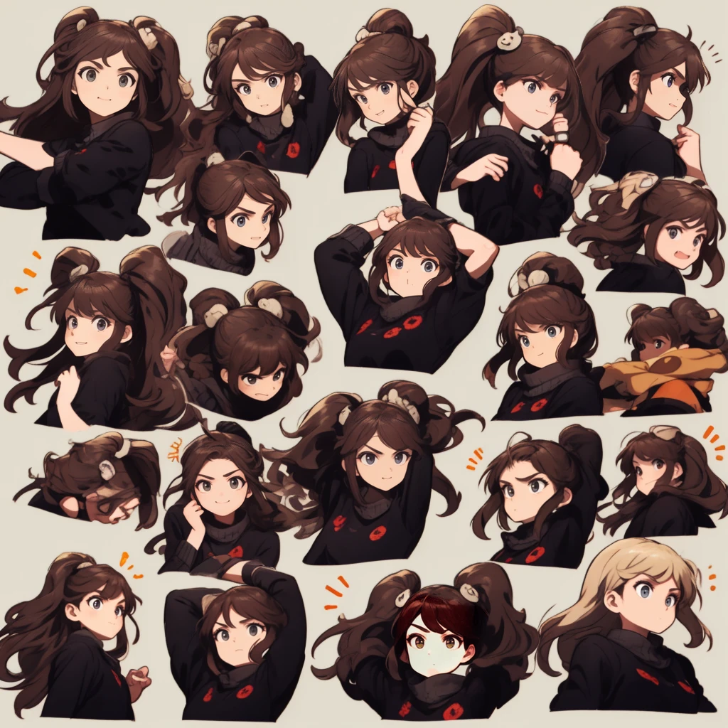 1 menina bonito，9 mesas，9 poses and expressions，different emotions，10