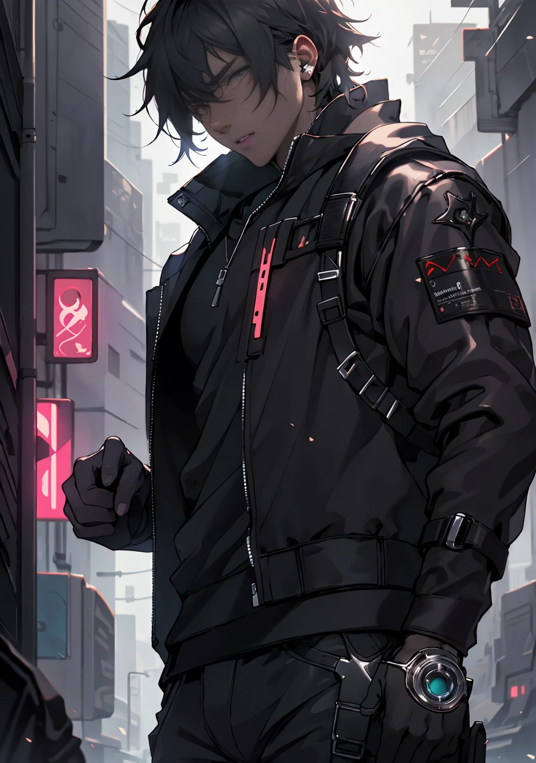 ultra detail, high resolution, ultra detailed, best quality, amazing, top quality, extremely detailed CG unity 8k wallpaper, cinematic lighting, cat fanboy, cyberpunk, dark boy