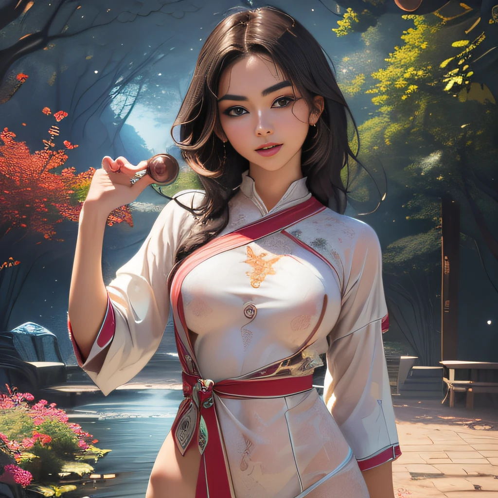 (Extremely detailed 8k wallpaper:2), (photo:2), (26 years old soigne Beautiful girl:2), (gives a lecture to friends:2), detailed (Face and eyes), (hyper realistic:1), (highly detailed:1), (epic realistic:1), rim light, (maximum details:1), cozy, (fullbody:1.3), (looking at viewer:2), (Woman's Attractive Qualities:2), (Attractive Woman:2), (Attractive:2), Smile, Intelligence, Empathy, Gracefulness, Sense of Style, Fitness, Grooming, Optimism, (Sensitivity:2), Sincerity, Romantic Gestures, Playfulness, Fashion Sense, (Sensuality:2), Charm, Modesty, Thoughtfulness, (Femininity:1), Flirtatiousness, Warmth, (Physical attractiveness:2), A beautiful smile, A love of life, strength and power, vulnerability, curiosity, wonder, love, (nature background:2), kawaii, waifu, Beautiful breasts, (attractive body:2), (Beautiful body:2), Beautiful pose, attractive pose, (Beautiful legs:1.0), (Beautiful clothes:1), (classic clothes:2), (elegant clothes:2), (European clothes:2), detailed clothes, (skirt:1), (blouse:1), (provocative pose)