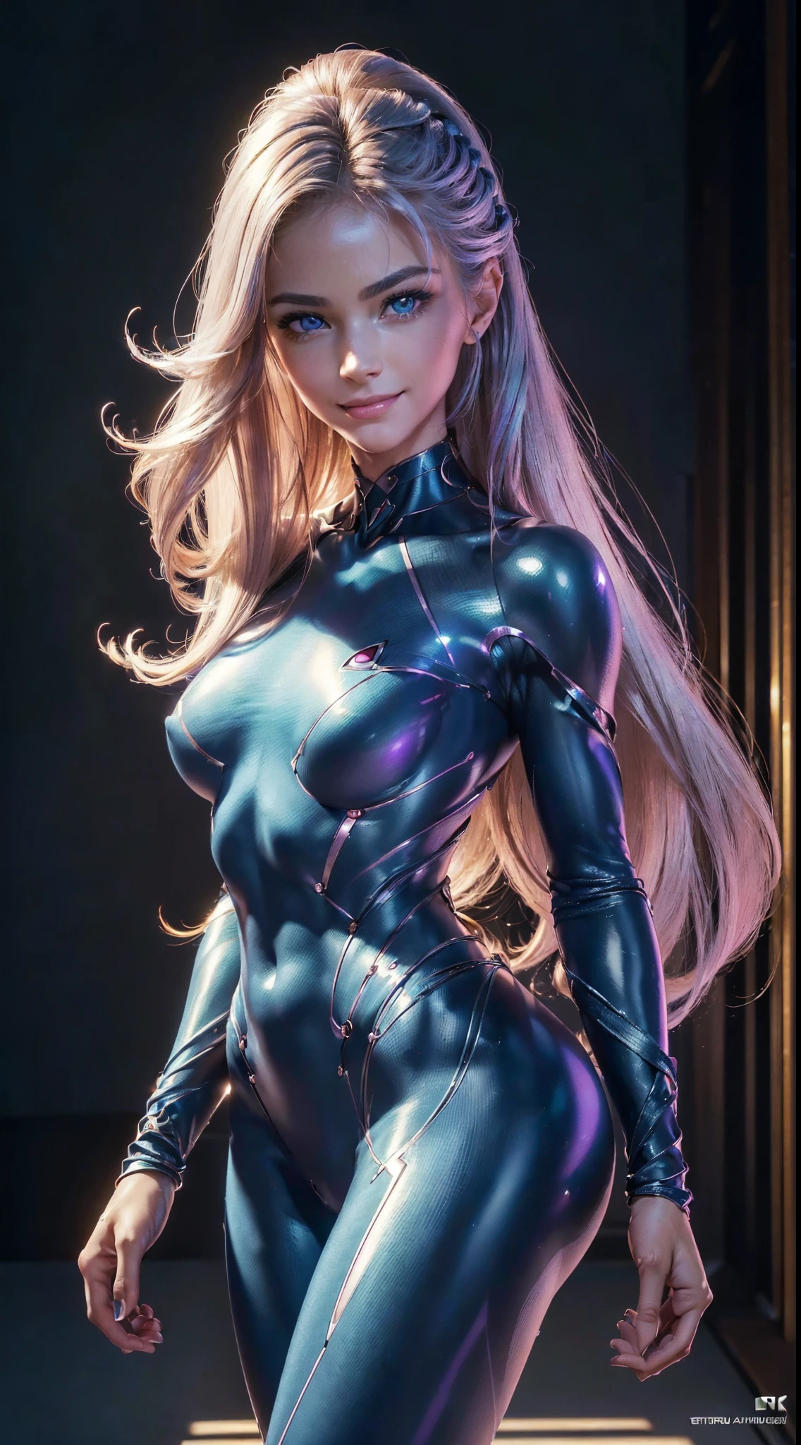 (((front view))), ((Masterpiece)), ((ultra high definition)), ((ultra high resolution)), ((full sharpness)), ((maximum quality)), ((Cinematic)), ((8k)), ((Samantha Eve Wilkins/Atom Eve)), ((completely identical to the cartoon)), ((Invincible Cartoon)), ((alone)), ((full body)), ((ultra detailed face)), ((ultra detailed eyes)), ((ultra realist eyes)), ((ultra detailed irises)), ((totally normal irises)), (((identical irises))), ((ultra delicate hands)), ((ultra detailed hands)), ((very small hands)), ((ultra detailed fingers)), ((natural lighting)), ((malicious smile)), ((smooth skin)), ((natural skin), ((totally ultra realistic)), ((repeat the same face)), ((always the same face)), ((repeat always the same face)), ((always the same body)), ((always the same proportions)), ((always the same clothes)), ((looking at the camera)), ((natural colors)), ((full emphasis on every detail such as hair color, body proportions)), ((Atom Eve))
