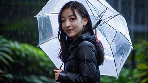 The background is office　It's dim outside　28 year old　i&#39;i go on a date　Preparing to return home　The face is very detailed　natural make up　full body Esbian　multipel Girls　rain is falling　Wet in the rain　Walking　gravure　Taken away