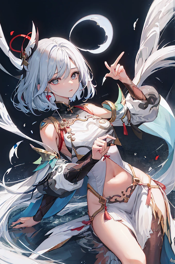 gentle toned magical girl with messy black twintail hair