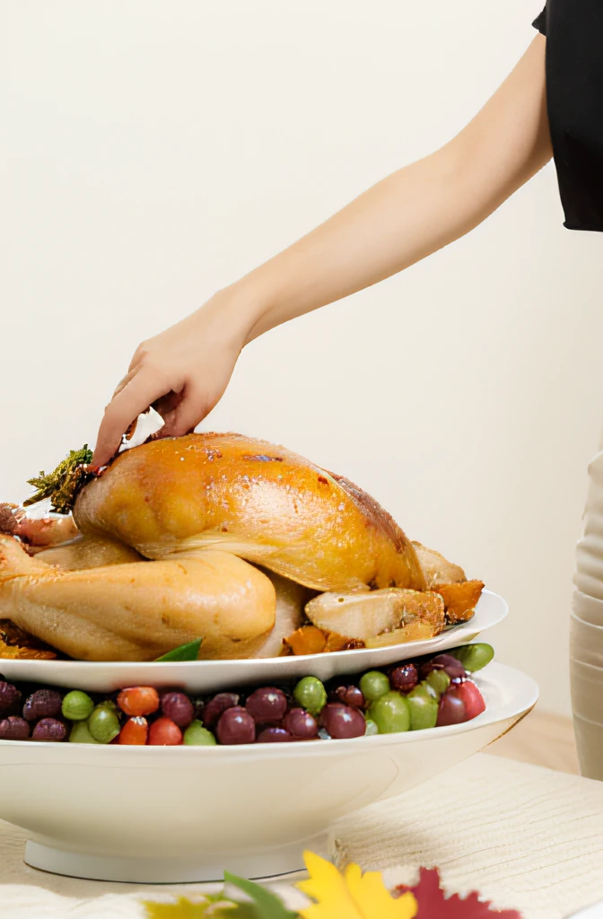 Close-up of turkey and other thanksgiving foods on table, Roast turkey, vacation,  ( hyper realisitc, turkey, [ photograph of-realistic ], victorian thanksgiving feast, [ Greg Rutkoski ], A fashion model, Pure and beautiful， Surreal, vacation, Be prepared，photore，4K Ultra HD, 超高分辨率, (realistically: 1.4), Best quality，tmasterpiece，（pastel colour：1.2）