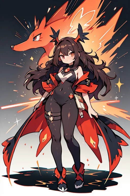 human pokemon Magmar; glitter; full body; Magmar outfit inspired