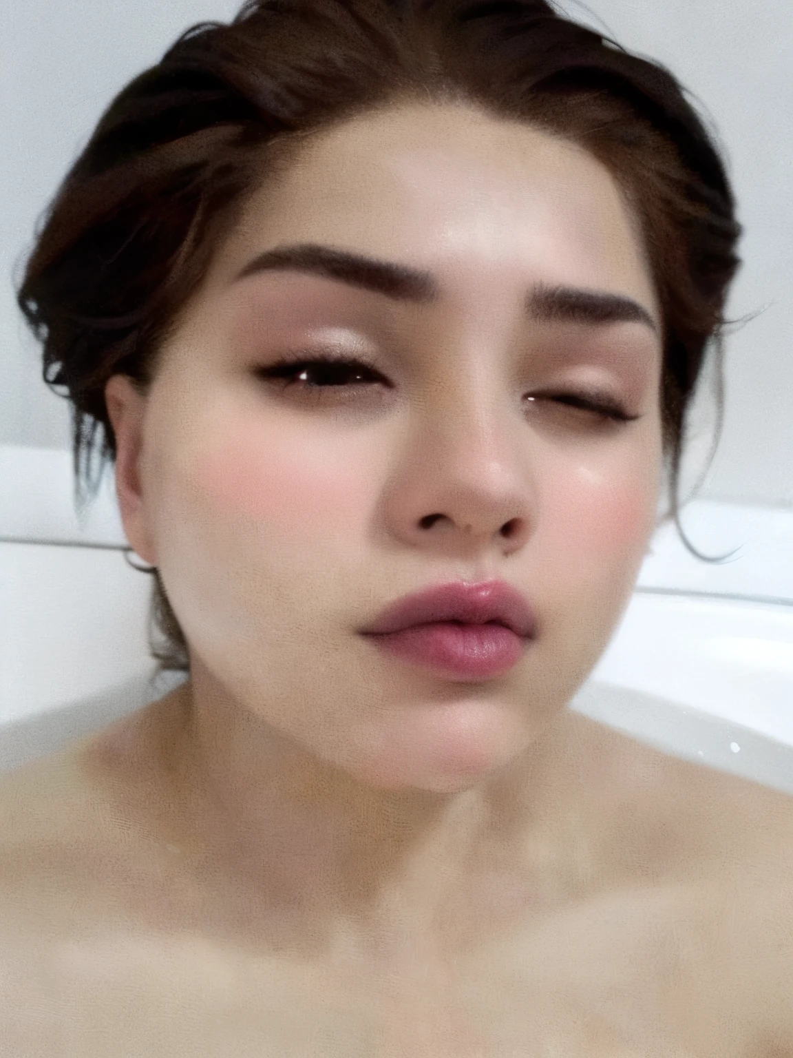 there is a man bathing in a bathtub, sin maquillaje, foto filtrada, wet face, in the bath, Cara de pato, Bathtub, Foto selfie, She is in pure bliss, Cara sexy, labios gruesos, Mala selfie, Cara sudorosa, in a bathroom, cara de puchero, bleeding in the bath, cara borrosa, cara ligeramente sucia, Pucheros, labios carnosos