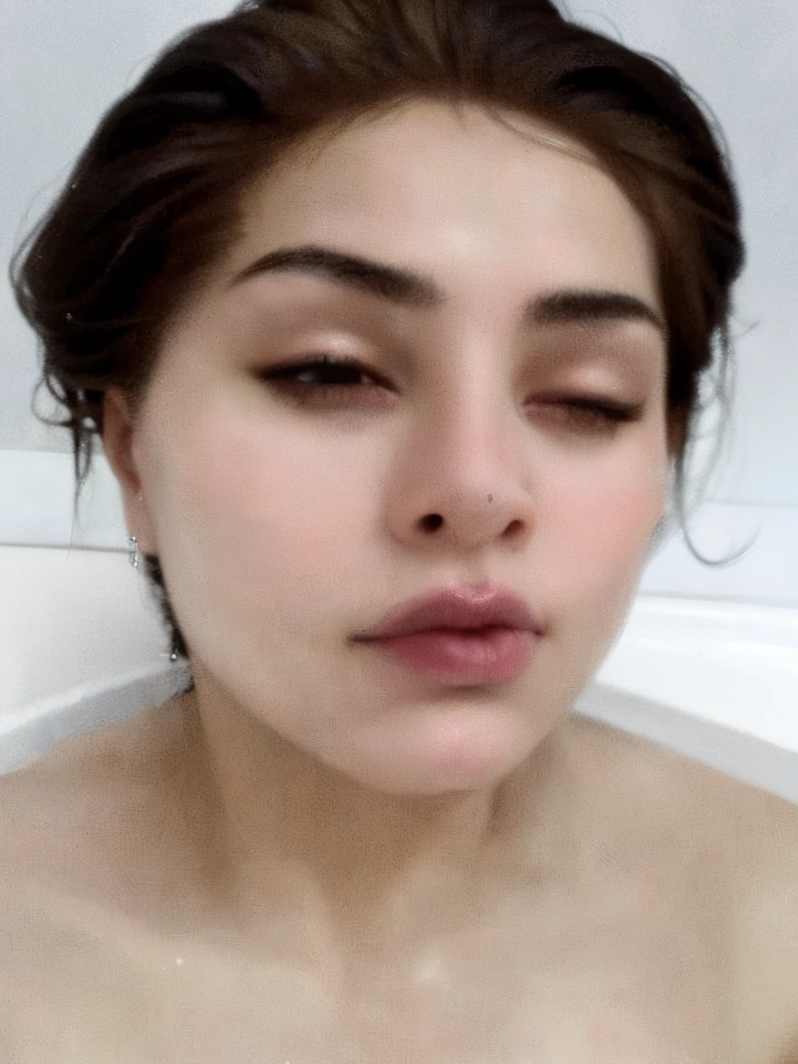 there is a man bathing in a bathtub, sin maquillaje, foto filtrada, wet face, in the bath, Cara de pato, Bathtub, Foto selfie, She is in pure bliss, Cara sexy, labios gruesos, Mala selfie, Cara sudorosa, in a bathroom, cara de puchero, bleeding in the bath, cara borrosa, cara ligeramente sucia, Pucheros, labios carnosos