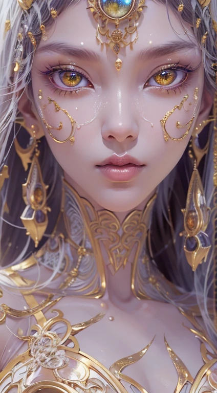 Full body like,(best qualtiy,ultra - detailed,Most Best Illustration,Best shadow,tmasterpiece,A high resolution,professionalartwork,famousartwork),Detailed eyes,beautidful eyes,closeup cleavage,sci-fy,colored sclera,yellow eyes,largeeyes,Wide eyes,(Eye focus),sface focus,goddes。extremly high detail,3 d goddess portrait,Extremely detailed footage of the goddess,a stunning portrait of a goddess,Full body close-up portrait of the goddess,hecate goddess,portrait of a norse moon goddess,goddess of space and time,(RAW photo:1.2),camel-toe,Hollow-out on,sweat leggs,White liquid, Smooth pink skin, shiny metallic glossy skin, Shiny, spread their legs M-shaped legs,angry look,sullenness,Irritated,white liquid all over body,Full body like
