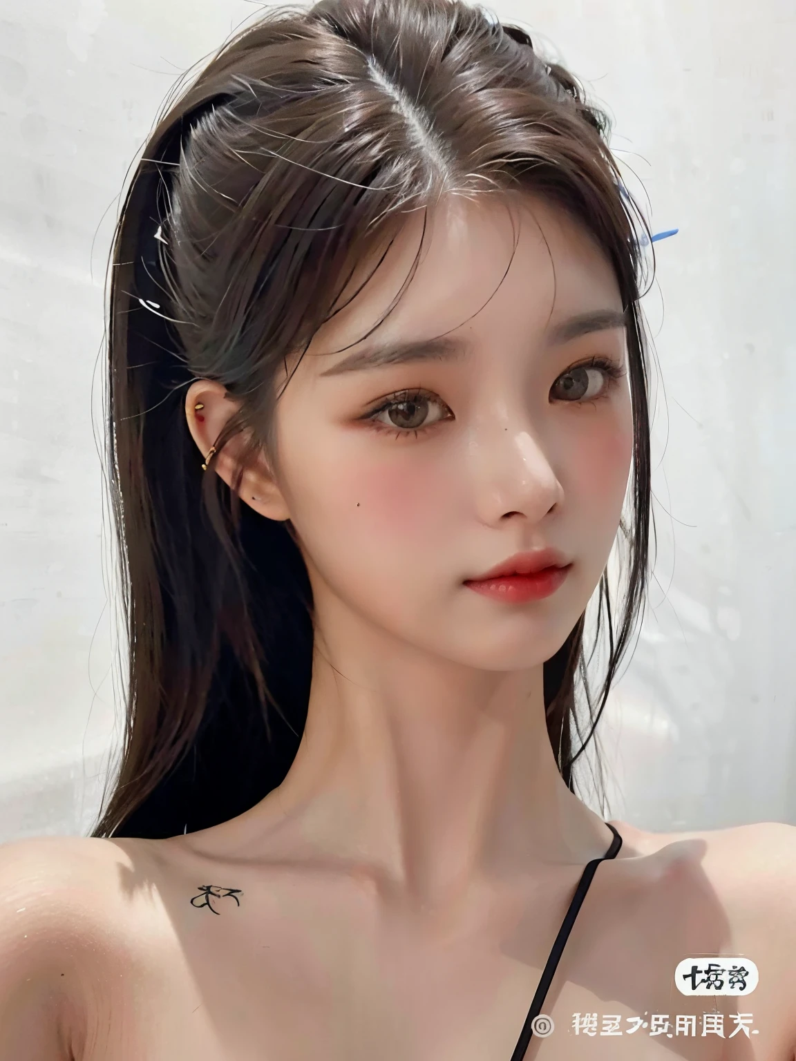 Un primer plano de una mujer con un tatuaje en el pecho, realista. Cheng Yi, Hermosa modelo china, Modelo IG | Artgerm, Joven y adorable rostro coreano, Hermosa mujer surcoreana, detailed face of a asian girl, Hermosa joven coreana, Chica coreana, Obras de arte al estilo de Guweiz, Retrato realista kawaii, beautiful asian girl, Hermosa joven coreana