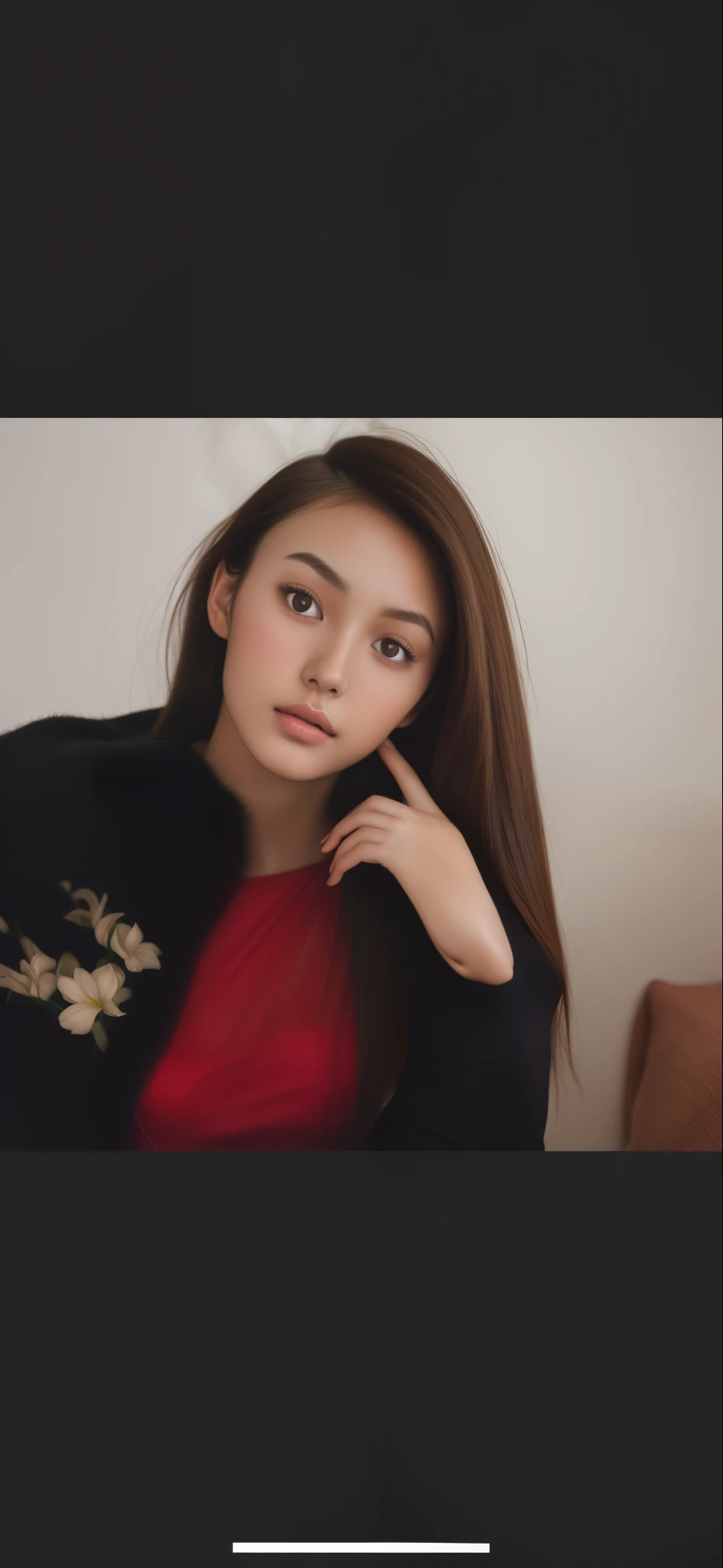 Full body, precise proportions, Chinese model, 18 years old Chinese girl, slim model lying on the side of bed, single, petite, hair fluttering in the wind, tulle, long legs, slightly open feet, buttocks, blush, shyness, collarbone, abs, double weave, chinese woman, beautiful and delicate face, fair skin, real skin, (detail face), goose egg face, pores, super high resolution, 8k, parameters Best quality, masterpiece, super high resolution, (Realistic 2.0), More details, detailed skin, white panties, brunette straight hair, beautiful eyes, asian girl, slim, fashion, cosplay girl, girlfriend, beautiful, beautiful, flowers, studio lighting