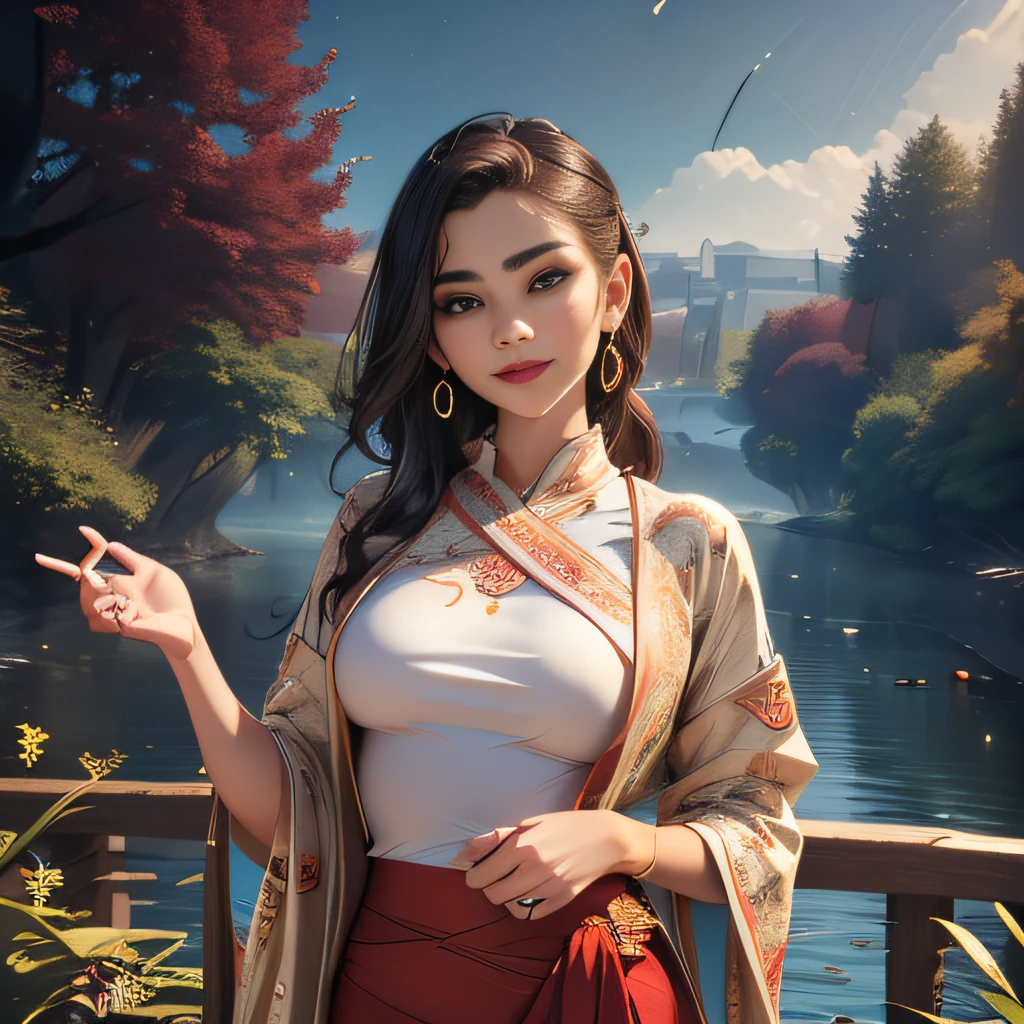 solo, long hair, breasts, looking at viewer, bangs, big breasts:1.9, hair ornament, cleavage, blue eyes, full body, clip on hair, laughter ,parted lips, japanese clothes, kimono, mole, mole under eye, kushina ,curve body,milf,motherly,mature female,night sky ,standing ,cross hand holding kimono,untied kimono, cowboy shot,kimono off the shoulder,oil skin, Milky white skin, ,wet hair, mercenary pose,face on front,big round breasts. slightly , slim body, sexy body, white skin,  loose kimono ,face on camera , erotic pose,in  a garden, earrings, jewellery,thicc women,face on camera , body on front,standing straight , leaning toward front,,i can see breast,white foam on breast,sweat, steam coming from body,blacked tattoo all over body,blacked tattoo all over body,tattoos on chest,neck,hand, cleavage,(Ace of Spades) tattoo on cleavage,(i  💖 bbc) tattoo written over hand,naked