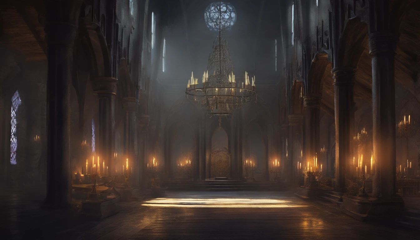 inside a medieval fantasy noble estate in at the far end of a main hall in the evening, farther away from prying eyes and ears, it is dark outside, the atmosphere is of conspiracy