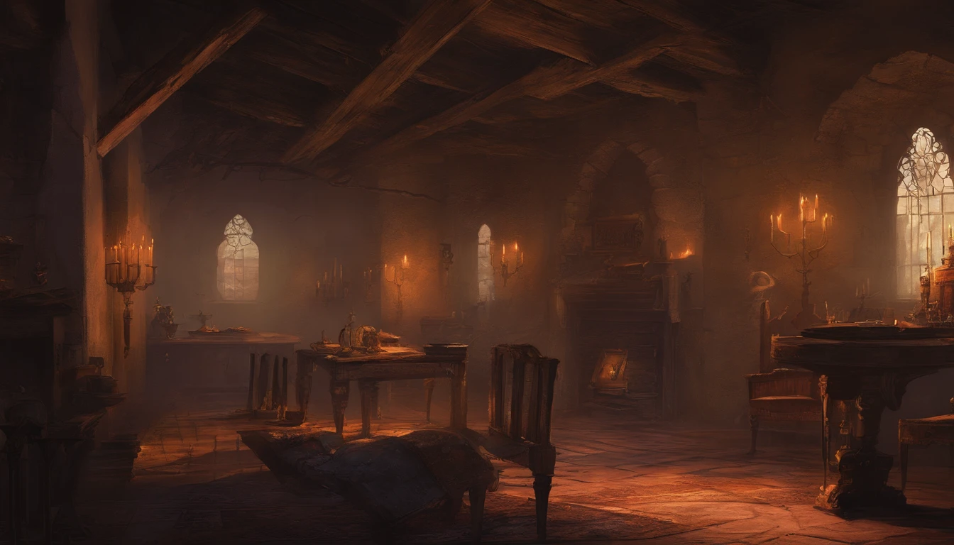 inside a medieval fantasy noble estate in the corner of a room in the evening, farther away from prying eyes and ears, the atmosphere is of conspiracy