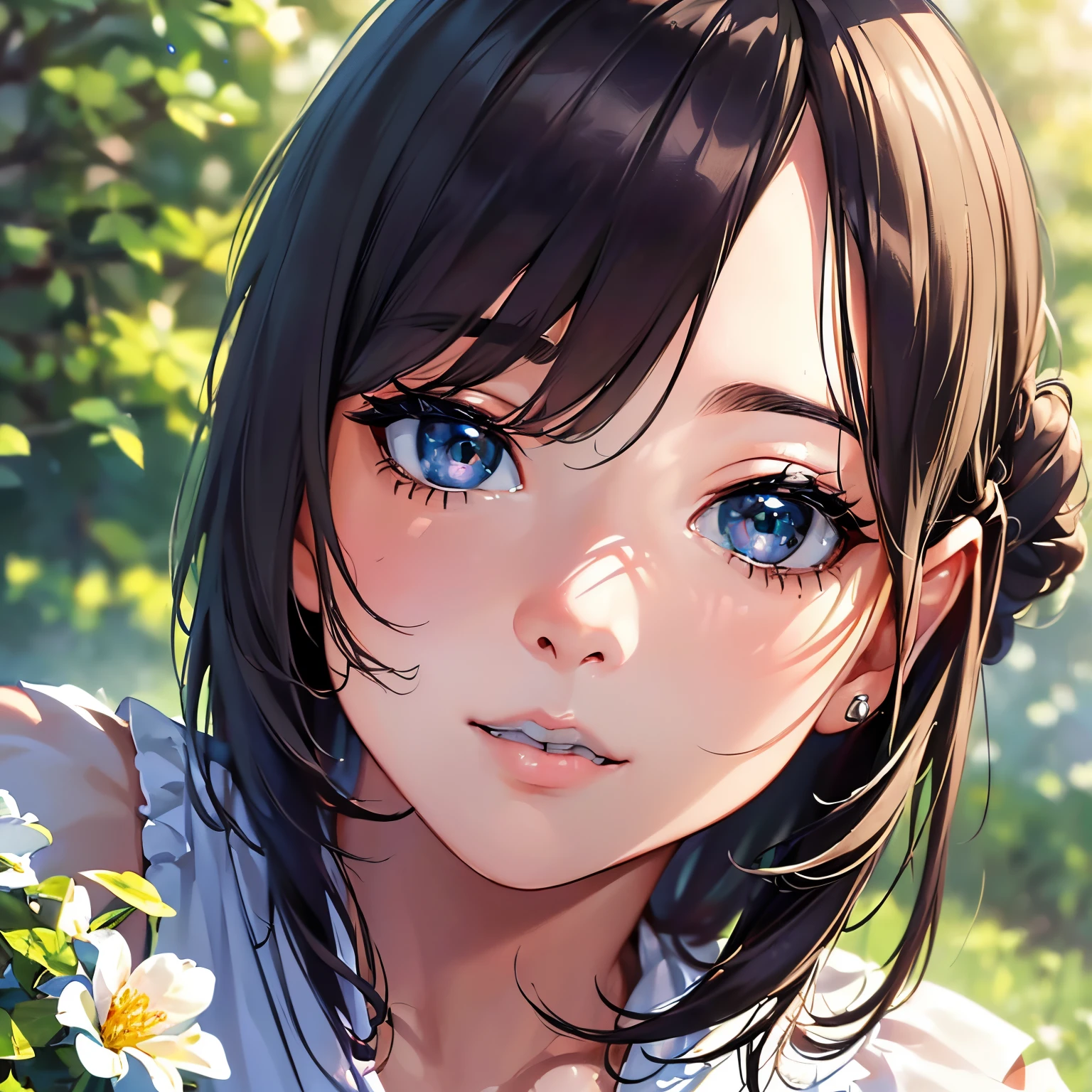 (Best Quality,4K,8K,hight resolution,masutepiece:1.2),Ultra-detailed,(Realistic,Photorealistic,Photorealsitic:1.37),Oil Painting,soft sunlight,Vivid colors,Beautiful detailed eyes,Beautiful detailed lips,A flowing dress,gentle wind,blooming flowers,peaceful ambiance,Painting style,Warm tones,Natural lighting.