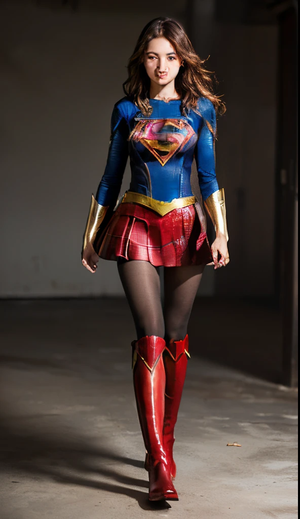 Suffering、mouth is always open sloppily、Drool is always dripping from my mouth、Asian Beautiful Girl、(((Wear black tights on your beautiful legs.)))、(((beauty legs)))、(((facial expression of smile)))、((((Make the most of the original image)))、(((Supergirl Costume)))、(((a short bob、beautiful hairl)))、(((Suffering)))、(((Feet must necessarily be worn with black tights)))、(((You need to wear red boots)))、((Top image quality、8K))、((top-quality、8K、​masterpiece:1.3))、(((Keep your background simple)))、Crisp focus:1.2、Beautiful woman with perfect body shape:1.4、Slender Abs:1.2、a wet body:1.5、Highly detailed facial and skin texture、8K、beauty legs