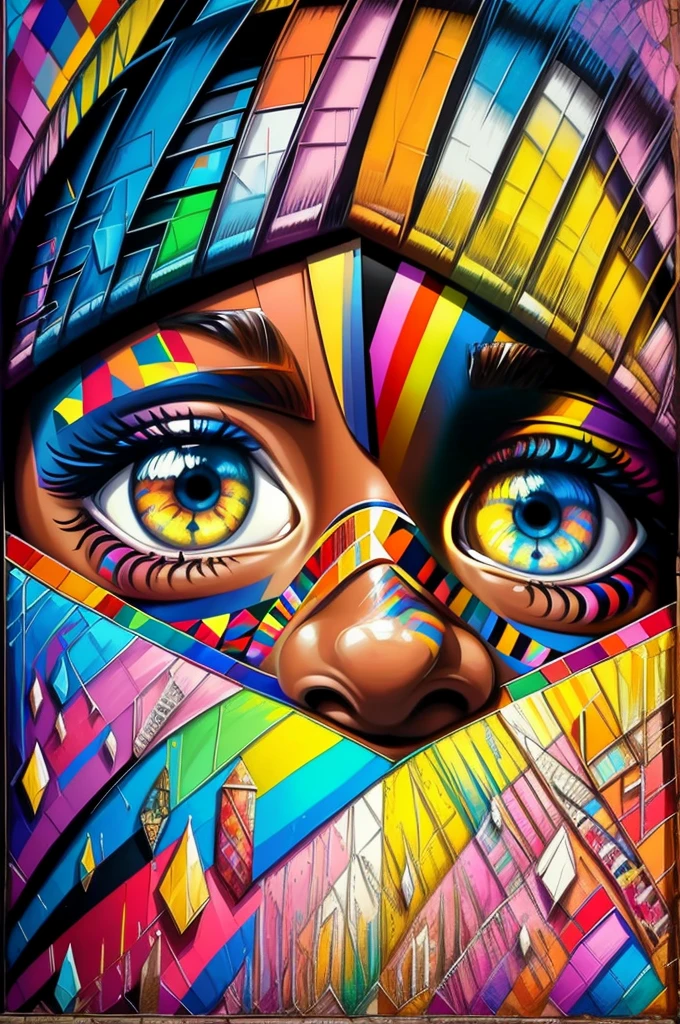 (Borboleta), Eduardo Kobra acolchoamento ,multidimensional geometric PORTRAIT wall, arte, chibi,
yang08k, lindo, colorido,
obras-primas, qualidade superior, melhor qualidade, arte oficial, beautiful and aesthetic, pele negra