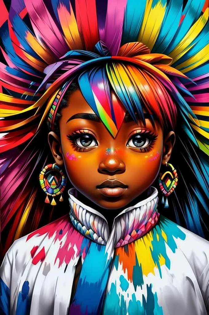 (Arara),  Eduardo Kobra acolchoamento ,multidimensional geometric PORTRAIT wall, arte, chibi,
yang08k, lindo, colorido,
obras-primas, qualidade superior, melhor qualidade, arte oficial, beautiful and aesthetic, pele negra