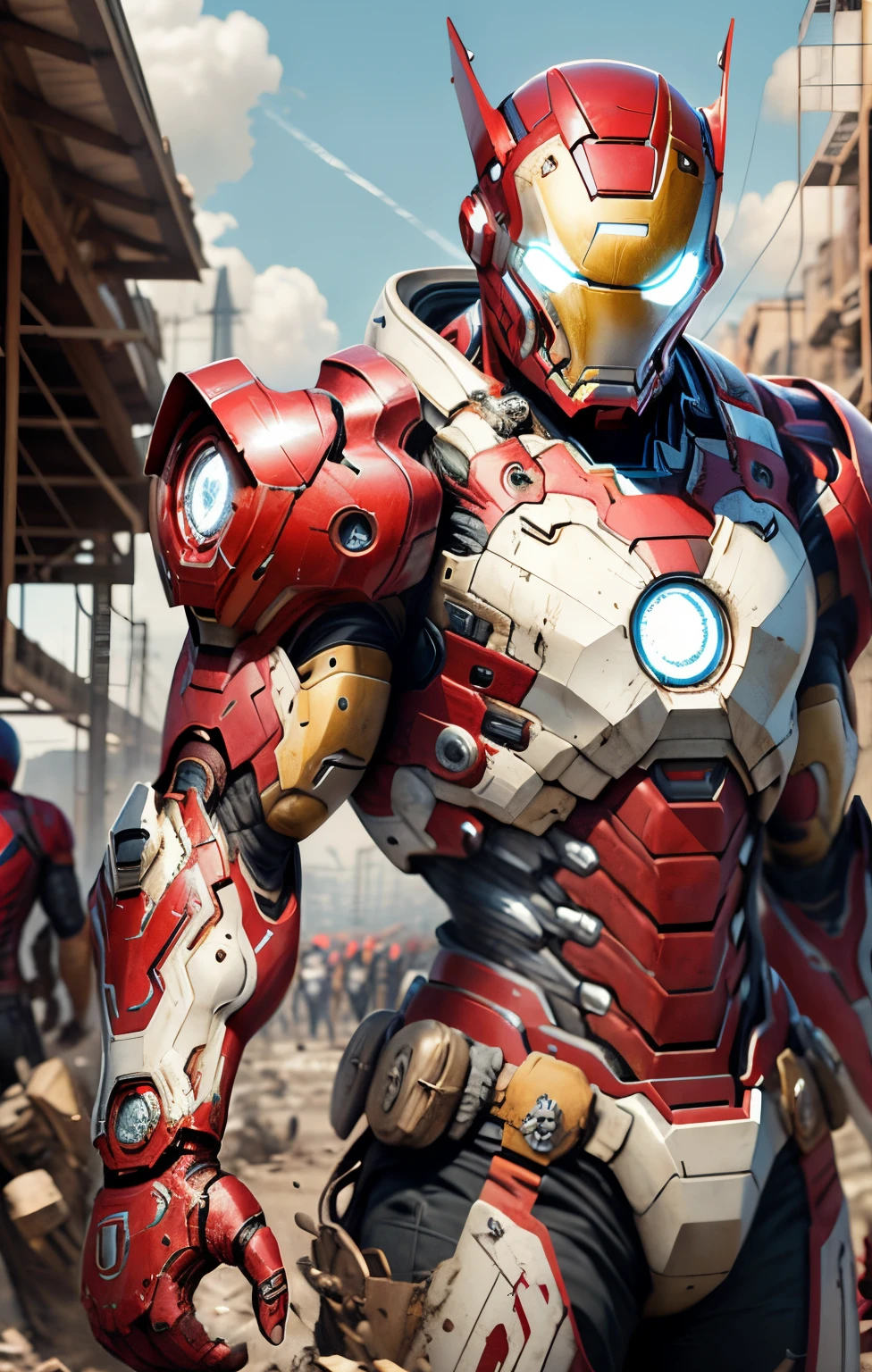 like marvel's war-machine, helmet like ironman, armored full white color