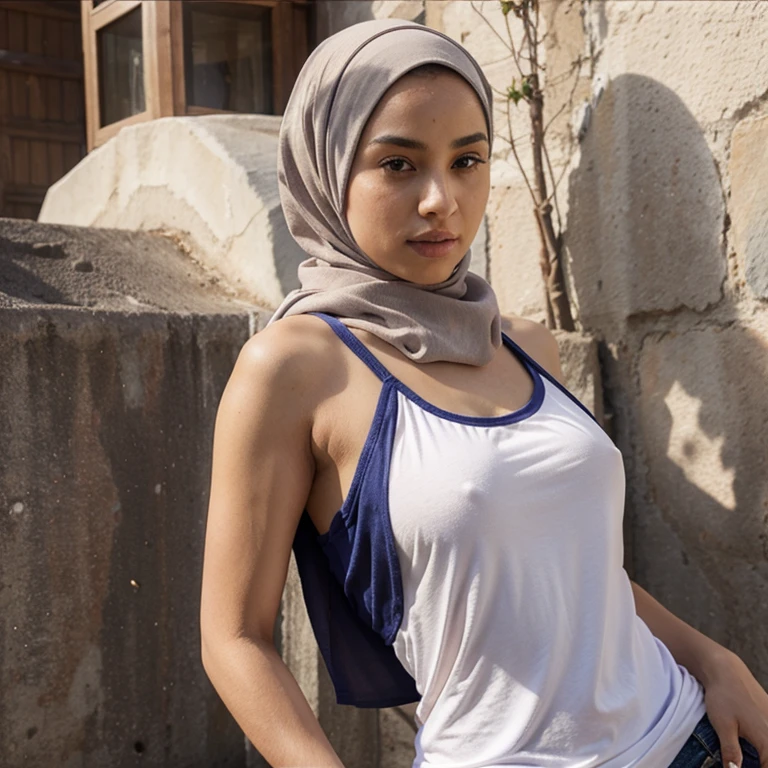 Hijab, seducing, open, tanktop