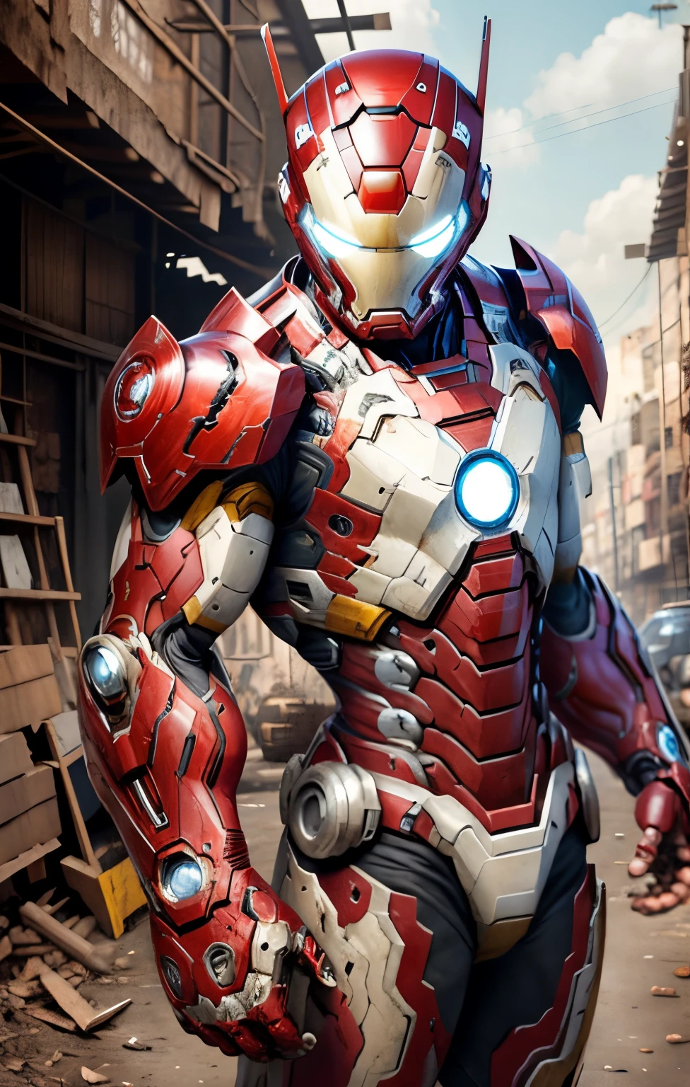like marvel's war-machine, helmet like ironman, armored full white color