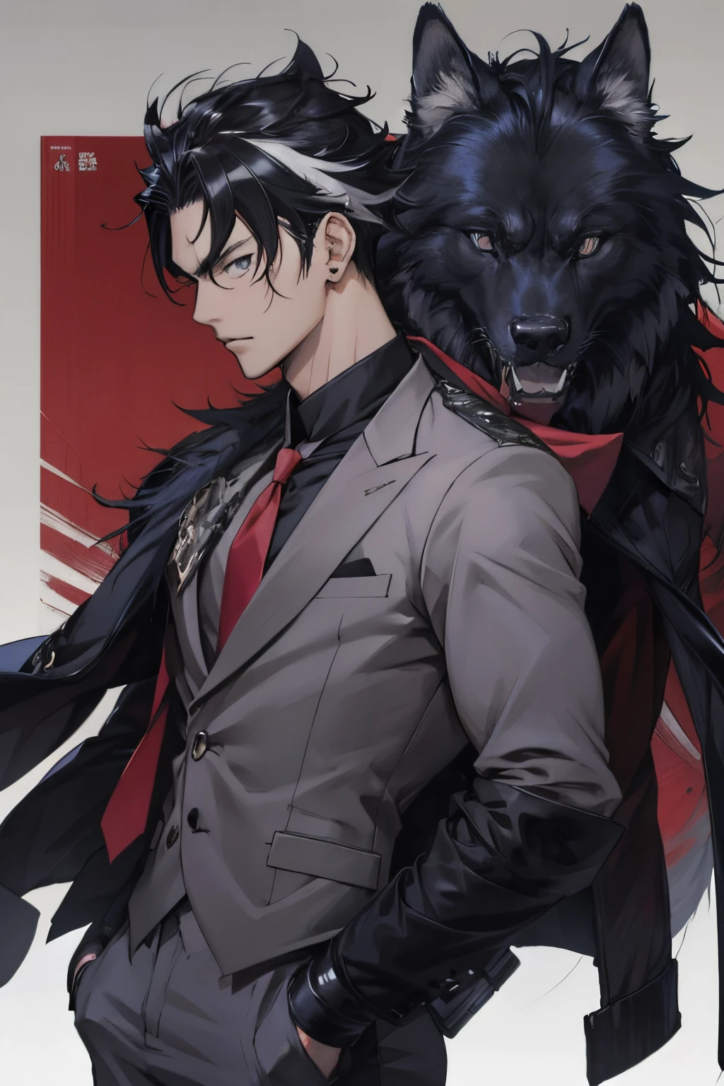 personaje de anime con un lobo en el hombro, Badass Anime 8K, Chico guapo en el arte de Demon Slayer, Anime hombre guapo, Retrato de anime de un hombre guapo, por Yang J, Arte detallado del personaje de anime, Arte detallado del anime digital, Personaje masculino de anime, shigenori soejima illustration, Gama Murata y Artgerm, Fondo de pantalla de manga 4 k, Estilo anime masculino