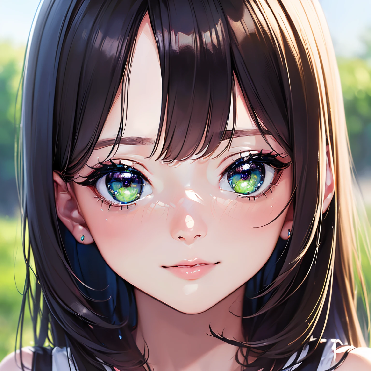 (Best Quality,4K,8K,hight resolution,masutepiece:1.2),Ultra-detailed,(Realistic,Photorealistic,Photorealsitic:1.37),Oil Painting,Vivid colors,Beautiful detailed eyes,Green eyes,Beautiful detailed lips,Depiction of only the upper body