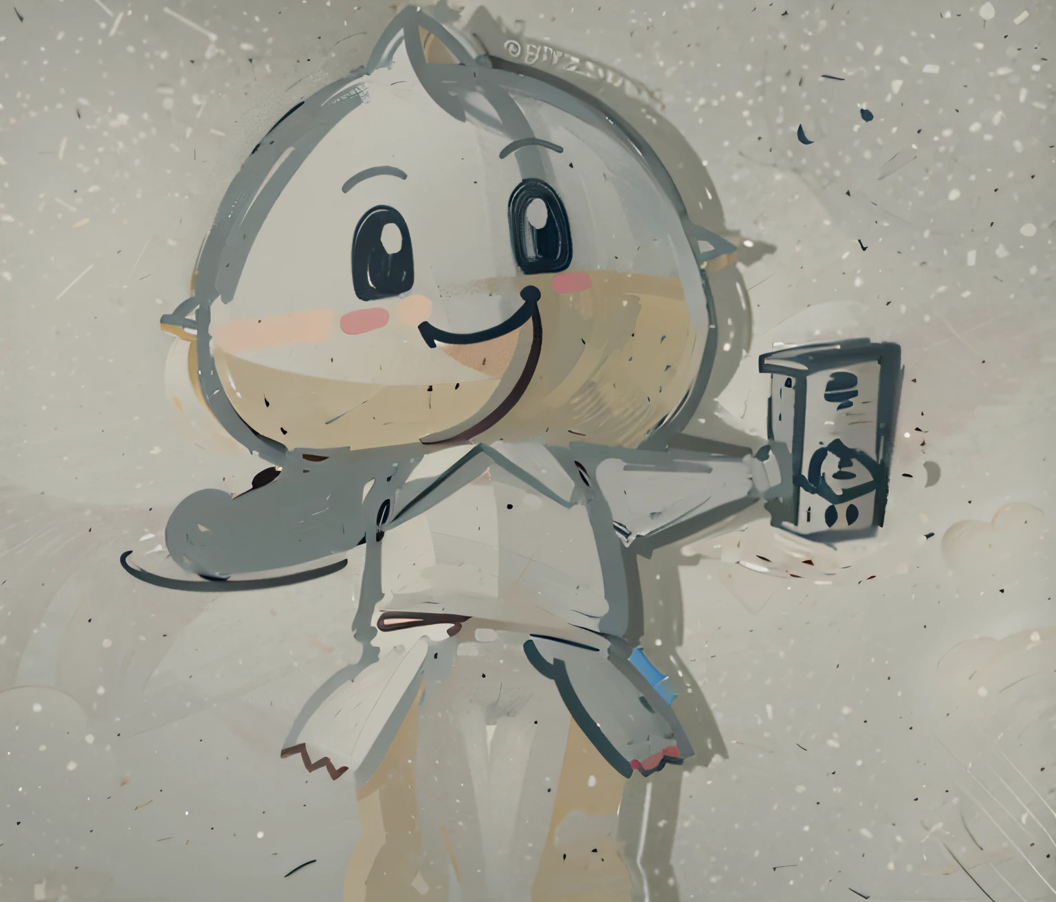 Drawing of cartoon character holding a book, portrait of a small, cute character, Pink peach cartoon character,
